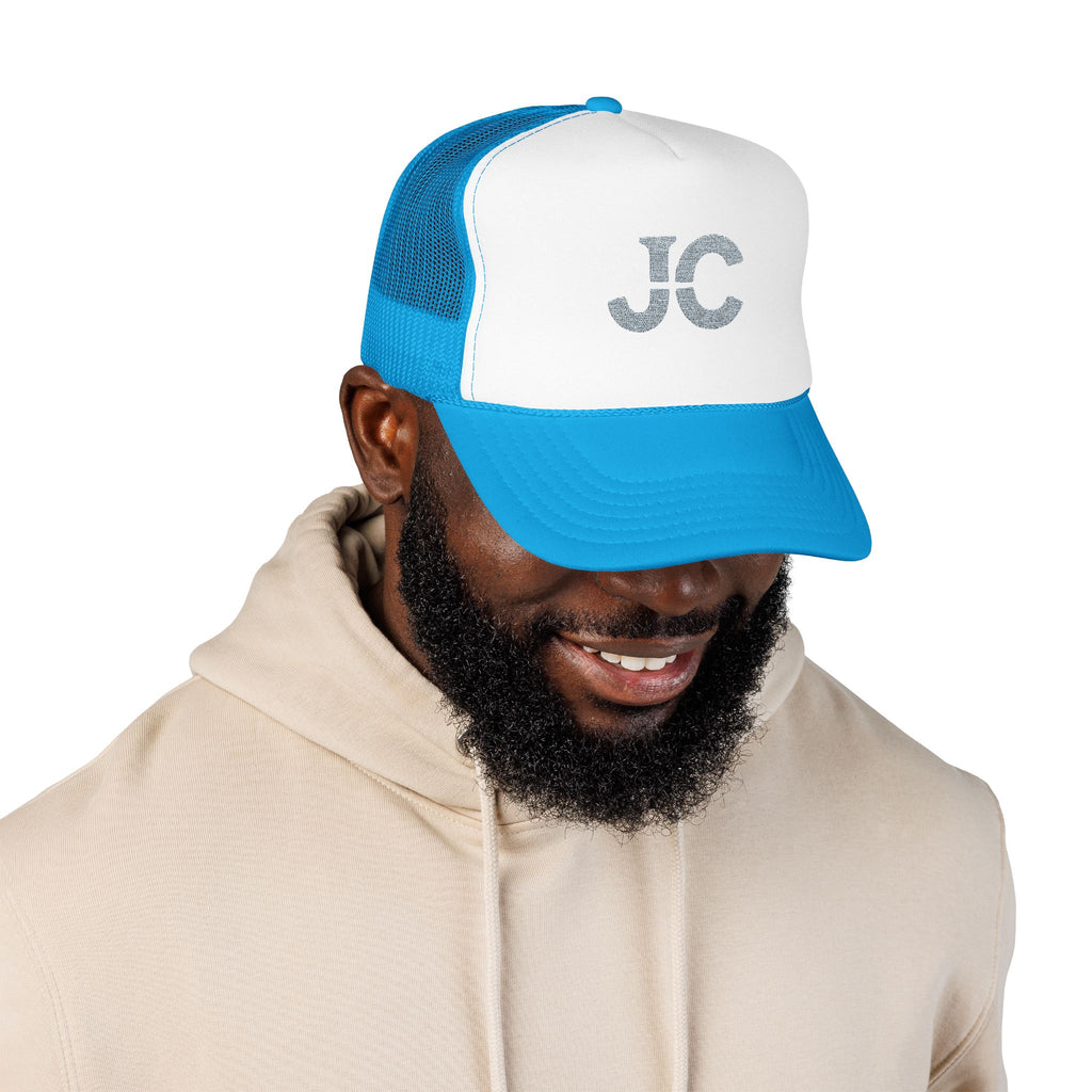 JC Jesus Christ Trucker Hat, Embroidered Faith Hat, White Mesh Snapback, Minimal Christian Hat, Everyday Streetwear Gift