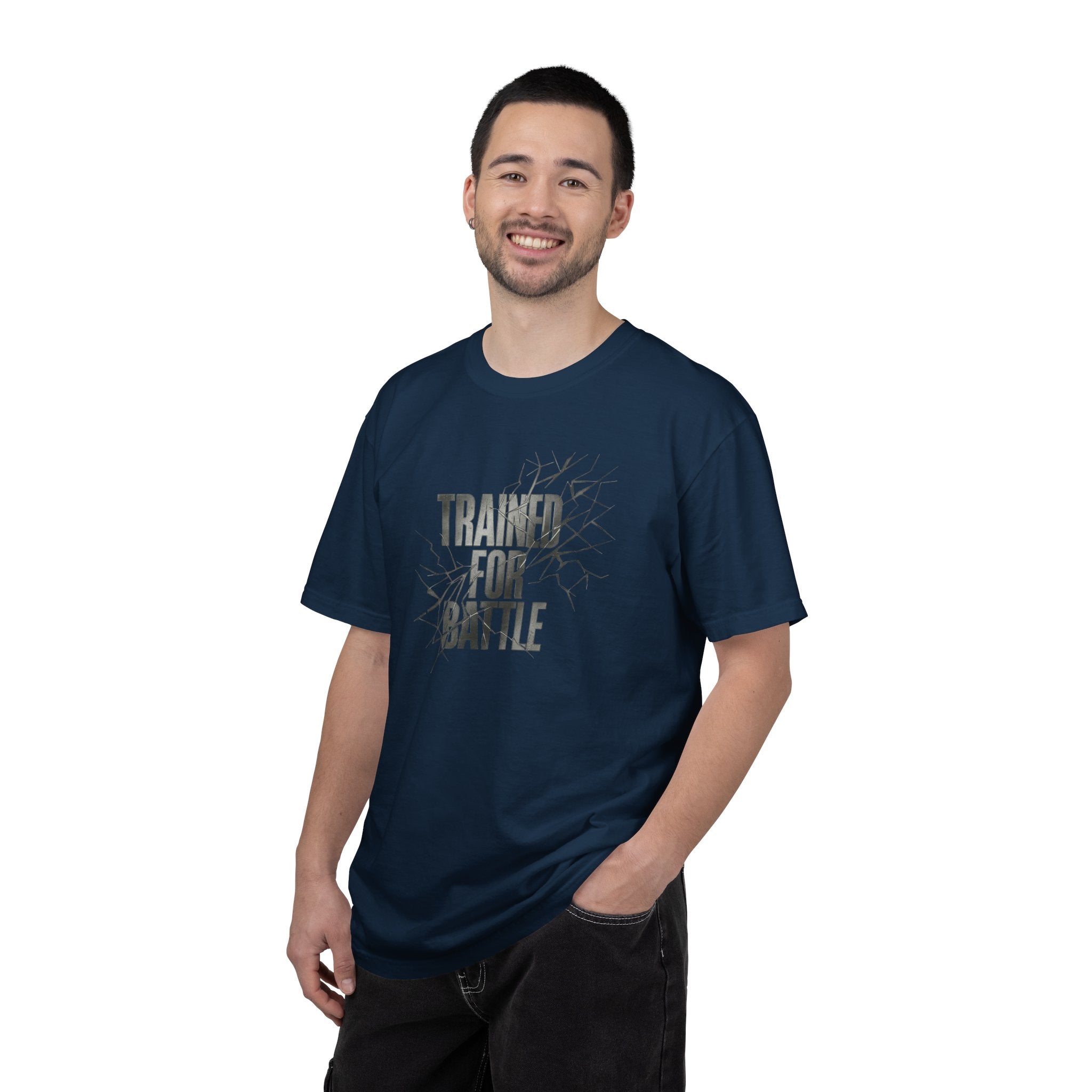 Trained for Battle Christian T Shirt inspired by Judges 6:12 The Lord is with you, mighty warrior.