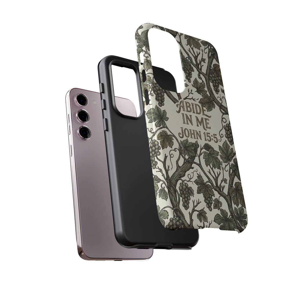 True Vine" Christian Phone Case | John 15 Scripture Art, Earthy Green Botanical Pattern, Nature Faith Gift, Bible Verse Cover