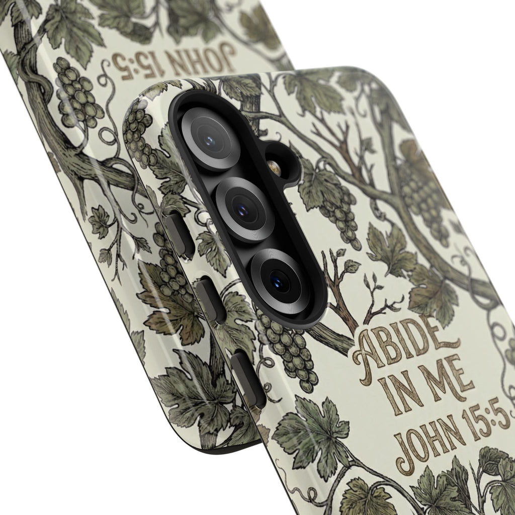 True Vine" Christian Phone Case | John 15 Scripture Art, Earthy Green Botanical Pattern, Nature Faith Gift, Bible Verse Cover