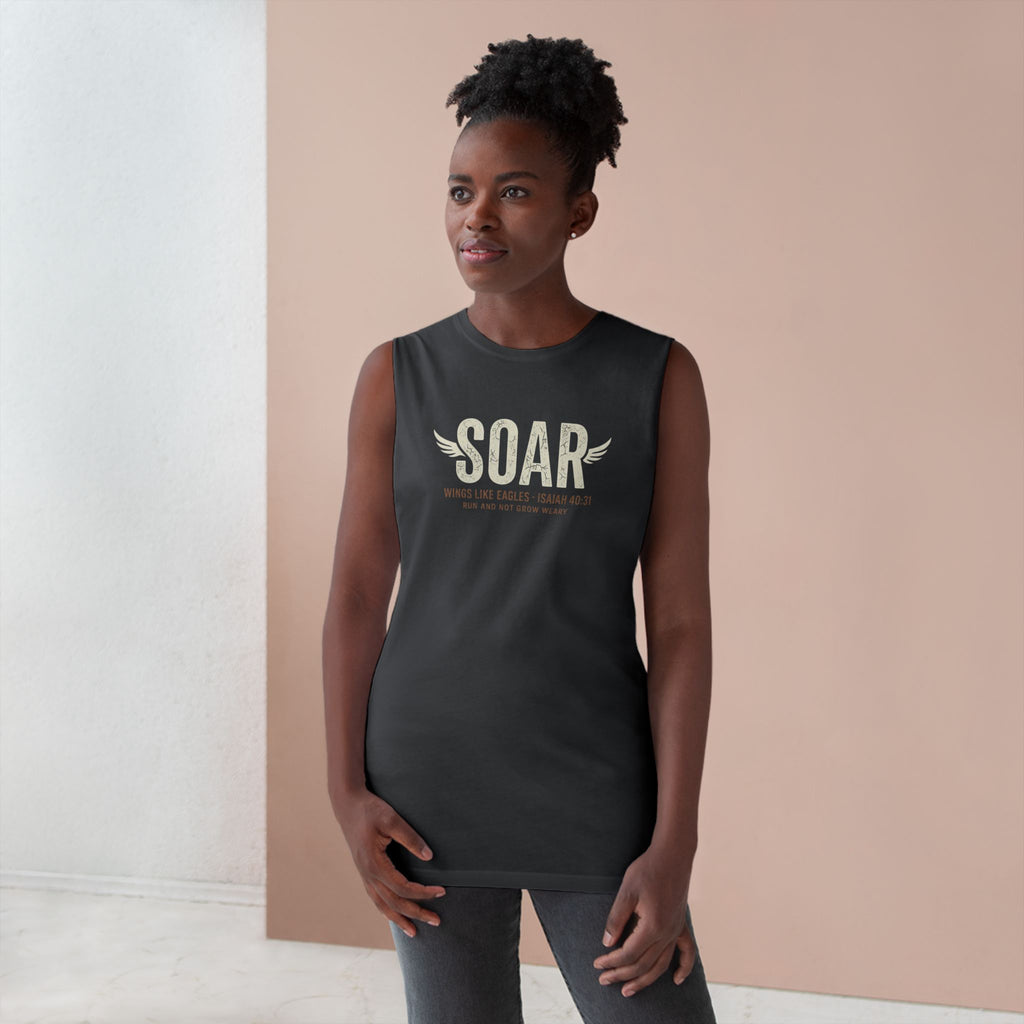 SOAR Isaiah 40:31 Tank Top, Wings Like Eagles Muscle Tank, Christian Workout Shirt, Faith Gym Apparel, Inspirational Unisex Tank