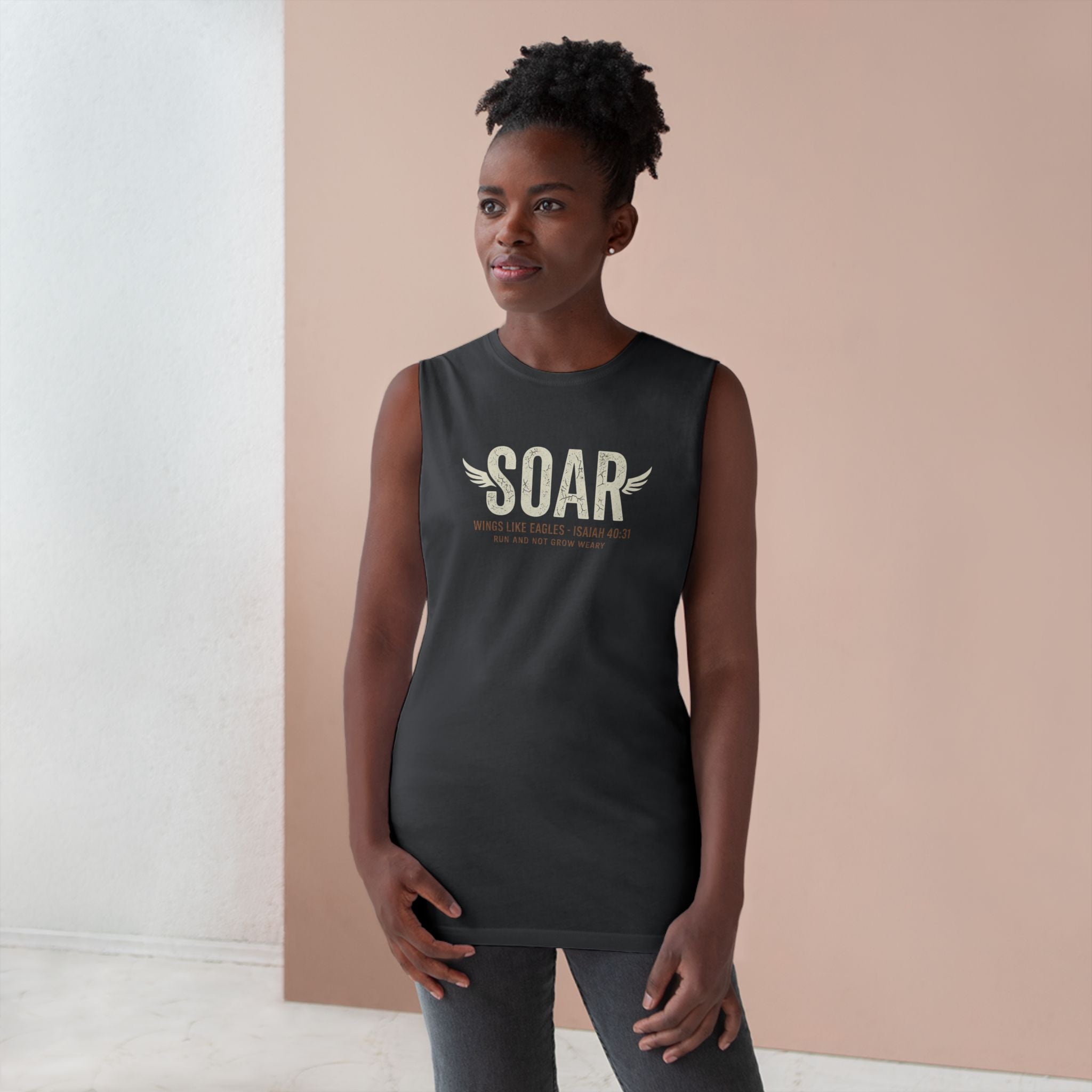 SOAR Isaiah 40:31 Tank Top, Wings Like Eagles Muscle Tank, Christian Workout Shirt, Faith Gym Apparel, Inspirational Unisex Tank