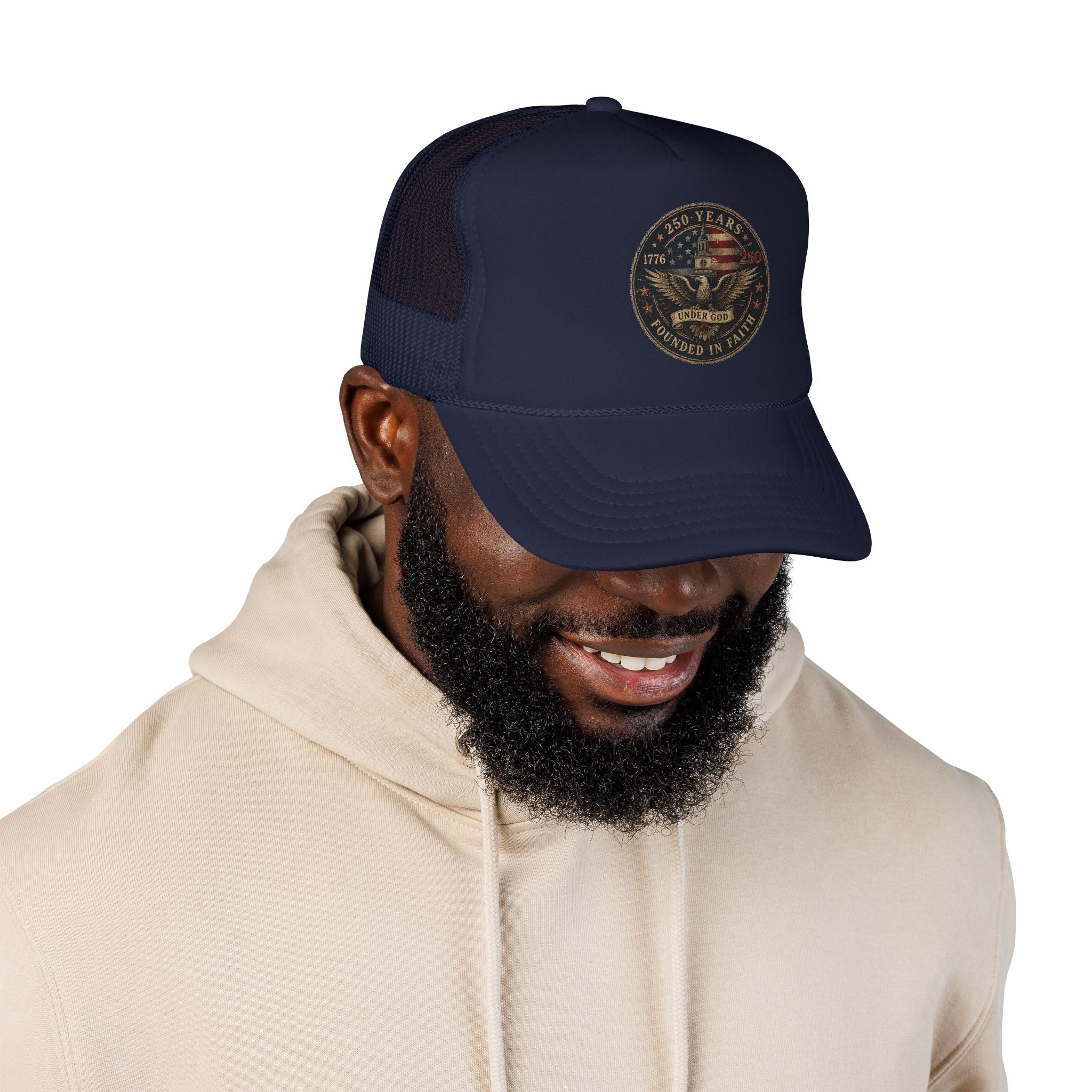 Founded in Faith Trucker Hat, Patriotic Christian Hat, Under God Hat, 1776 Cap, 250 Years Hat, Fourth of July Snapback