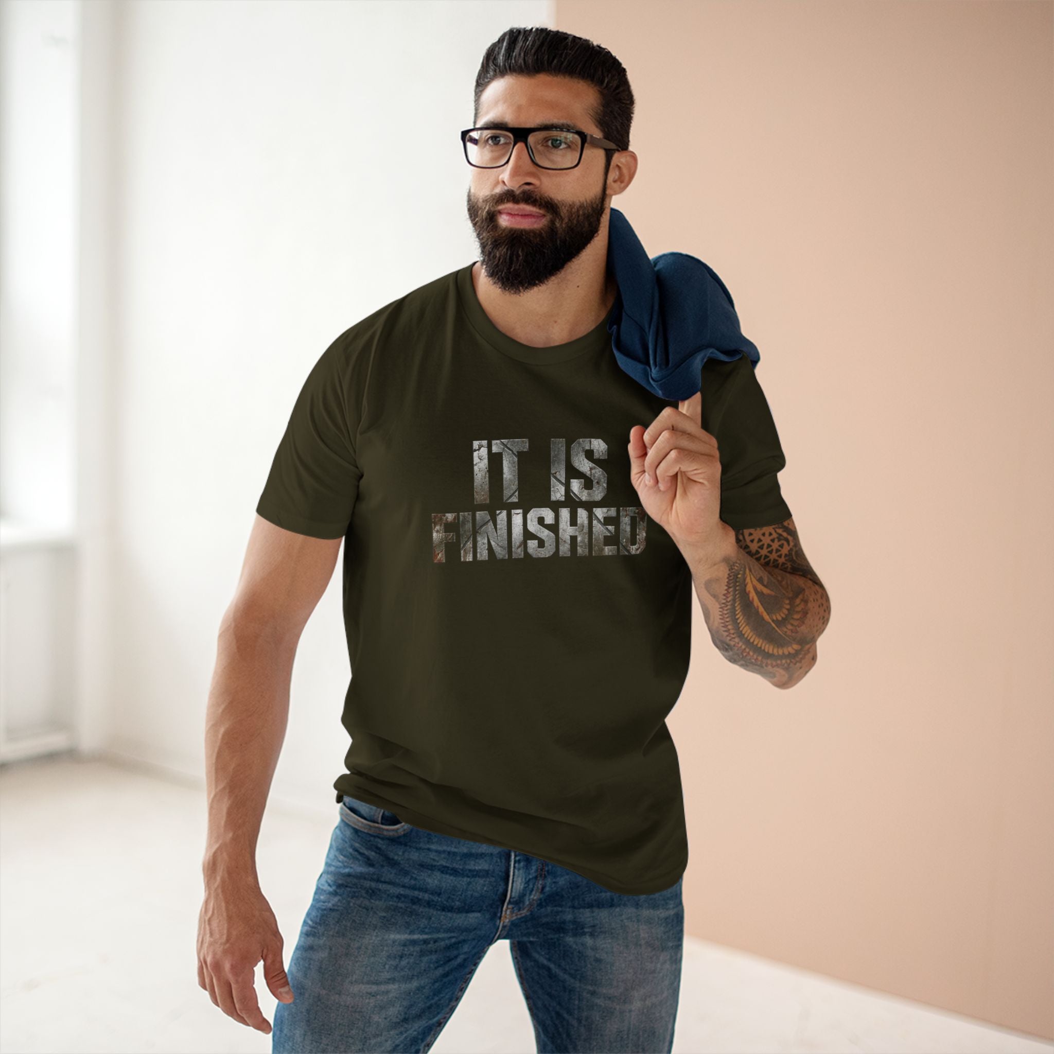 It Is Finished tee | Christian Scripture shirt, 1 Corinthians 9:27 back text