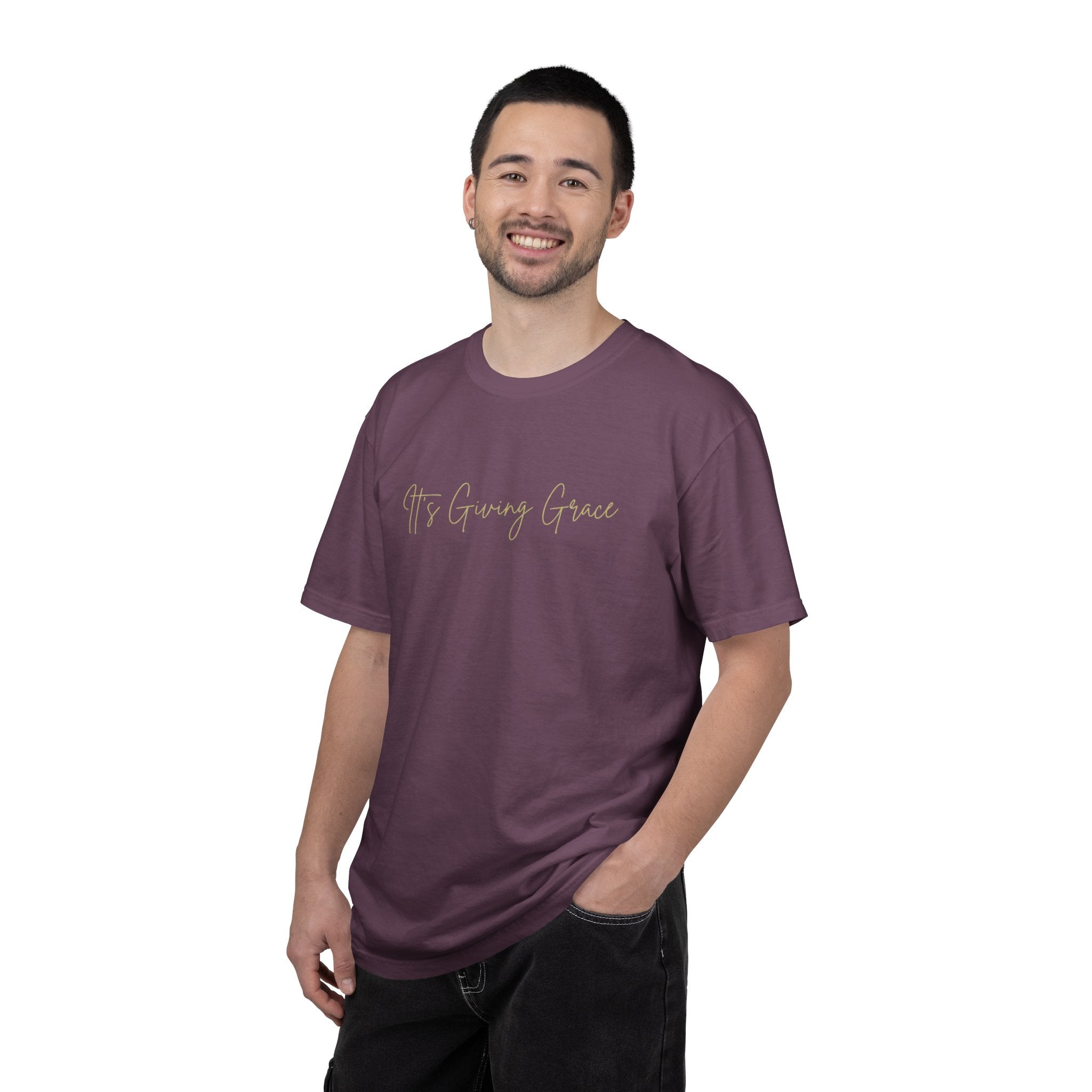 It's Giving Grace Shirt, Handwritten Script Tee, Trendy Christian Apparel, Cream Text T-Shirt, Faith Based Gift for Her