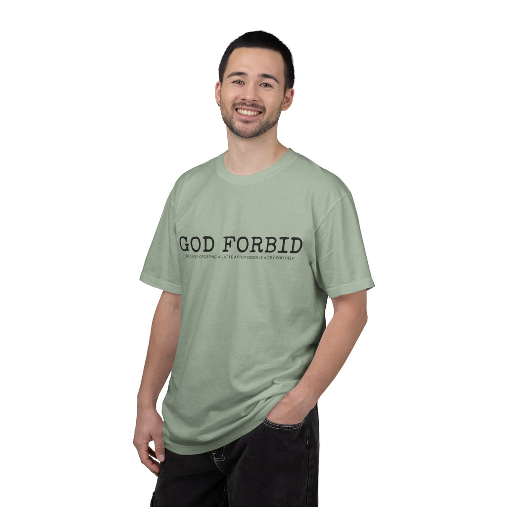 God Forbid phrase T-Shirt | Minimal Text Graphic Tee