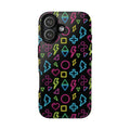 Electric Savior" Retro 90s Christian Phone Case | Neon Synthwave Pixel Art, Lightning Cross & Geometric Design, Bold Faith Gift
