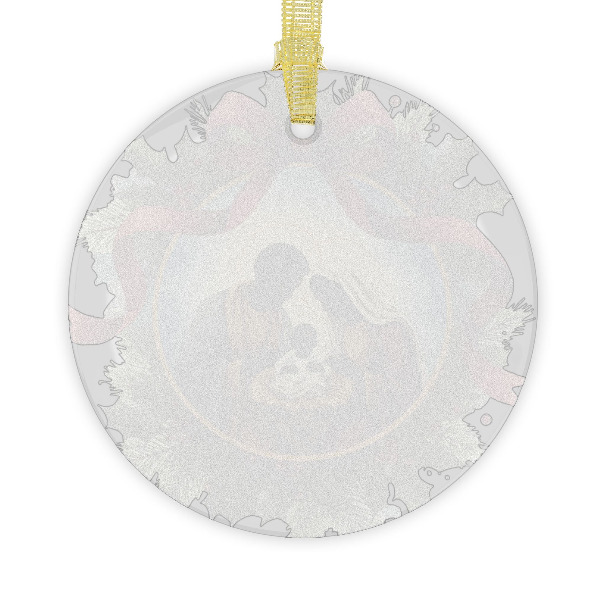 African American Nativity Glass Ornament Holy Family Christmas Decor One-Sided Print Beveled Glass Keepsake Religious Gift