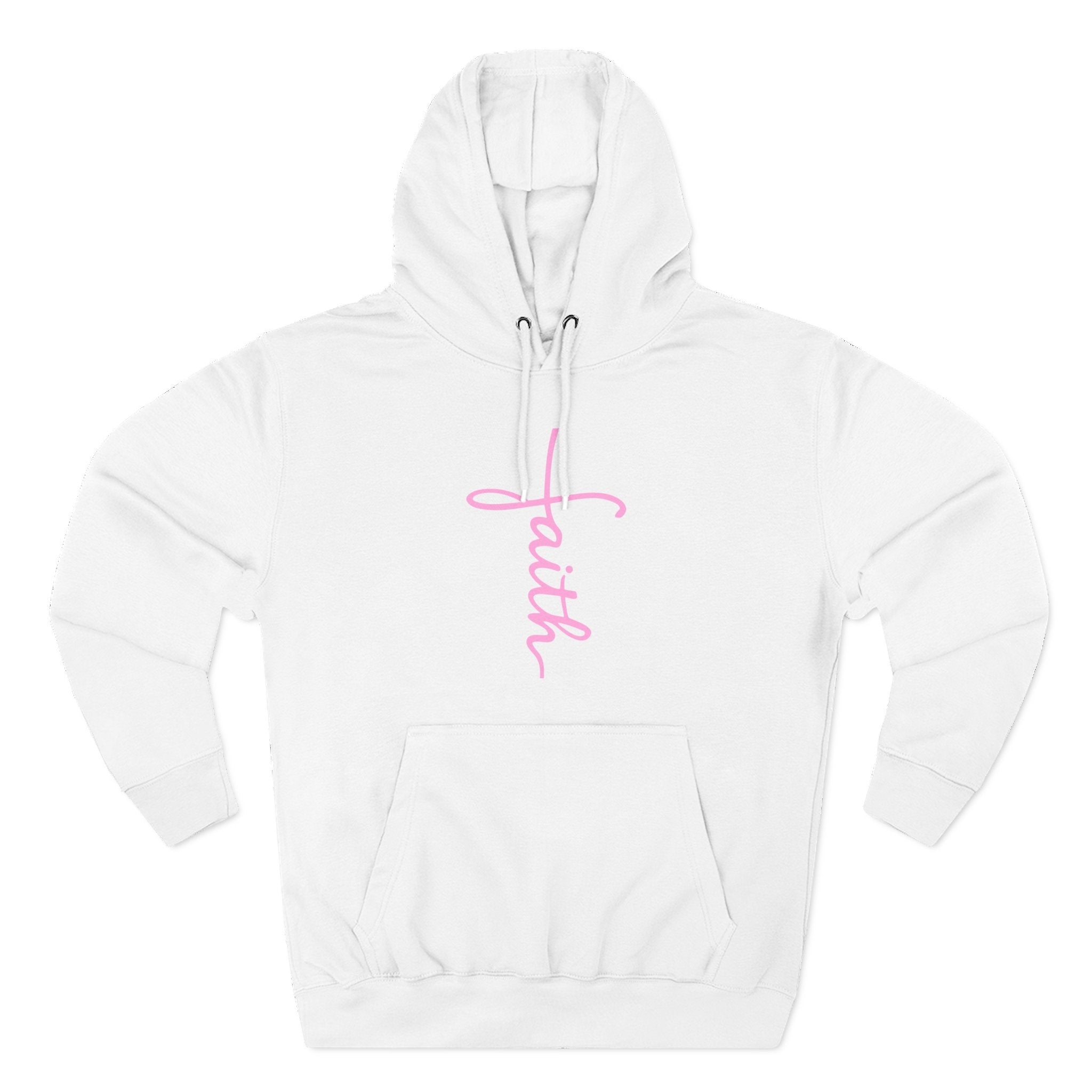 Pink Faith Hoodie | Christian Hoodie for Women | Minimalist Script Cross Hoodie | Christian Streetwear | Faith Gift | Religious Sweatshirt