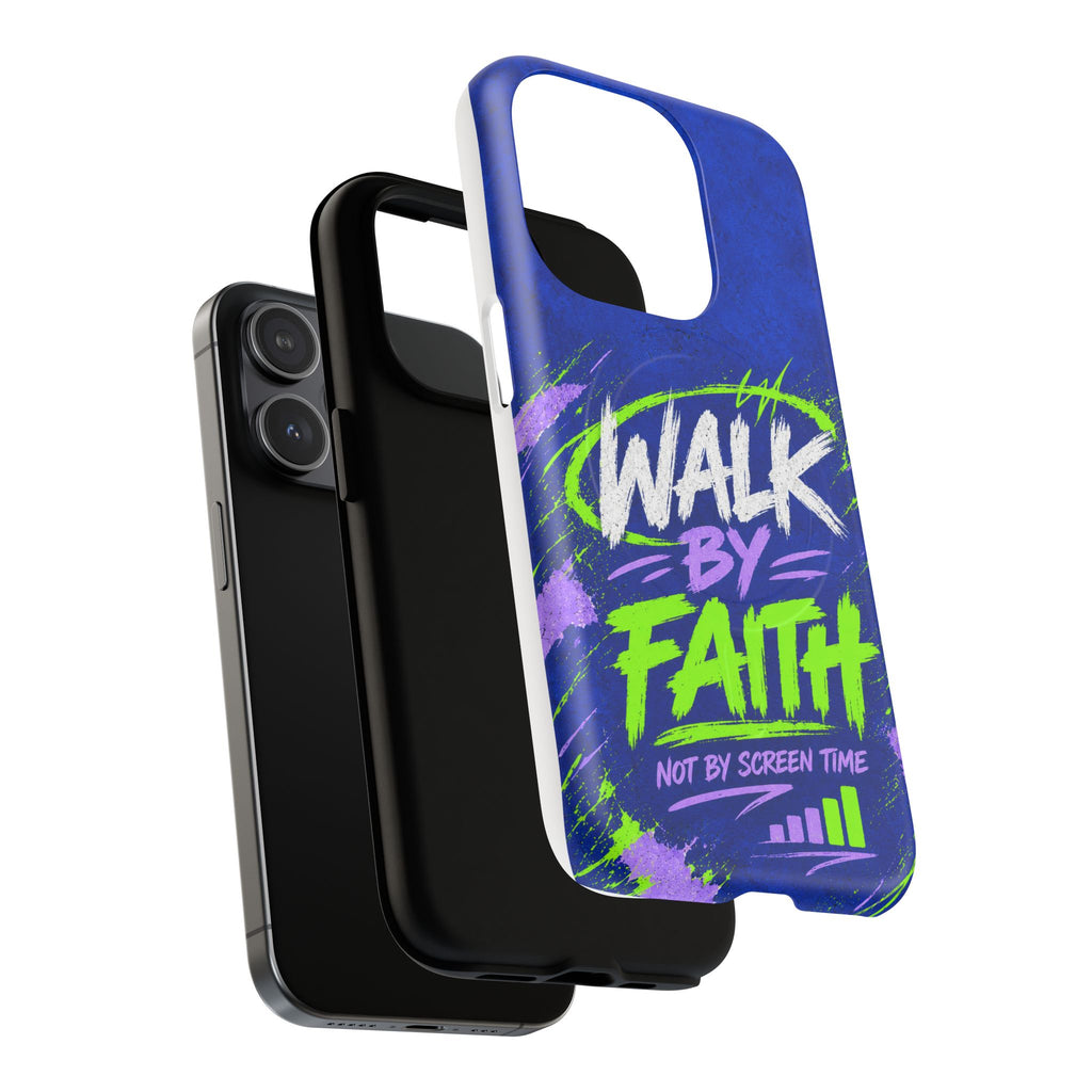 Walk by Faith Not by Screen Time Christian Tough Magnetic Phone Case