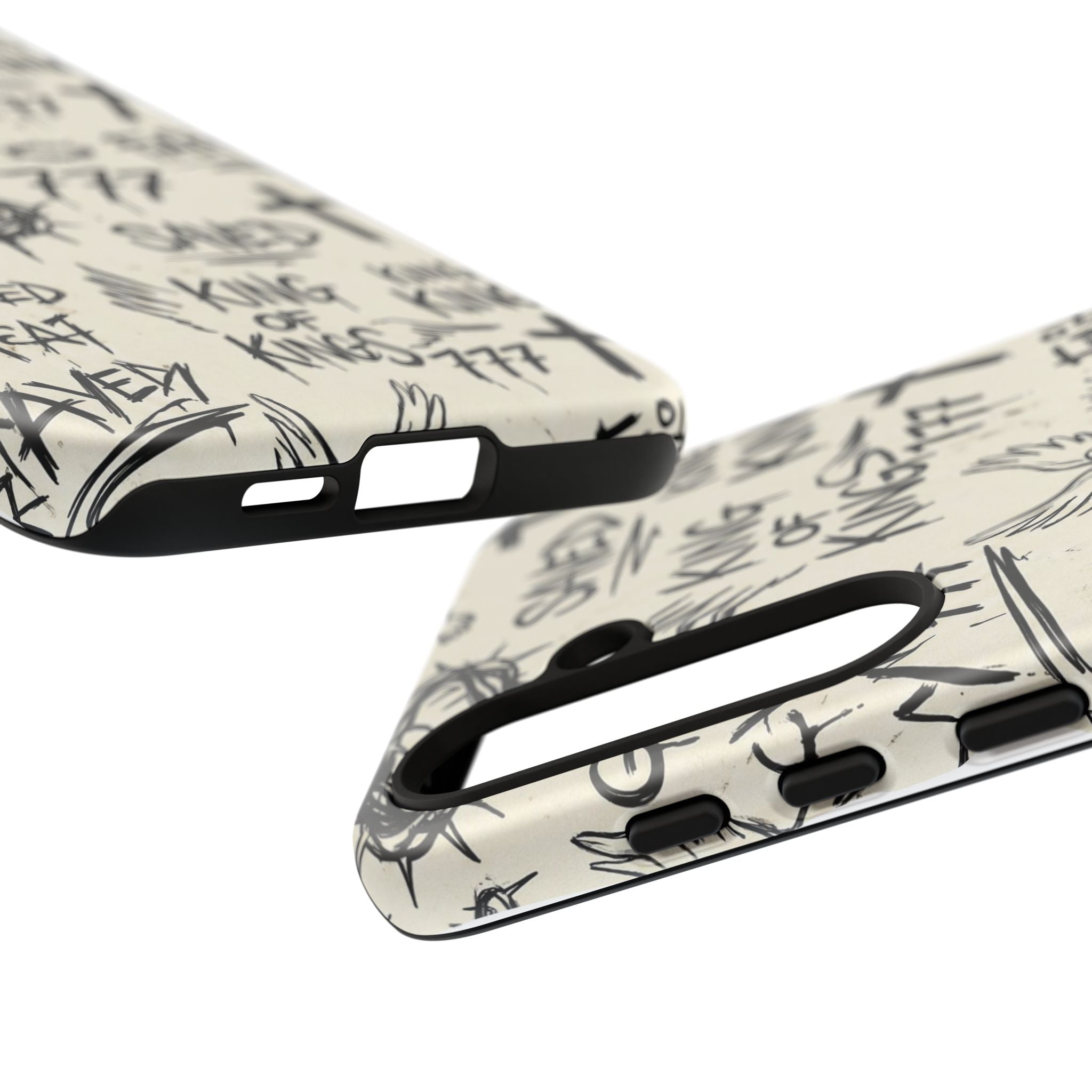 Christian Graffiti Phone Case | "Saved" & "King of Kings" Doodle Art, Urban Streetwear Faith Cover, Modern Religious Sketch Design