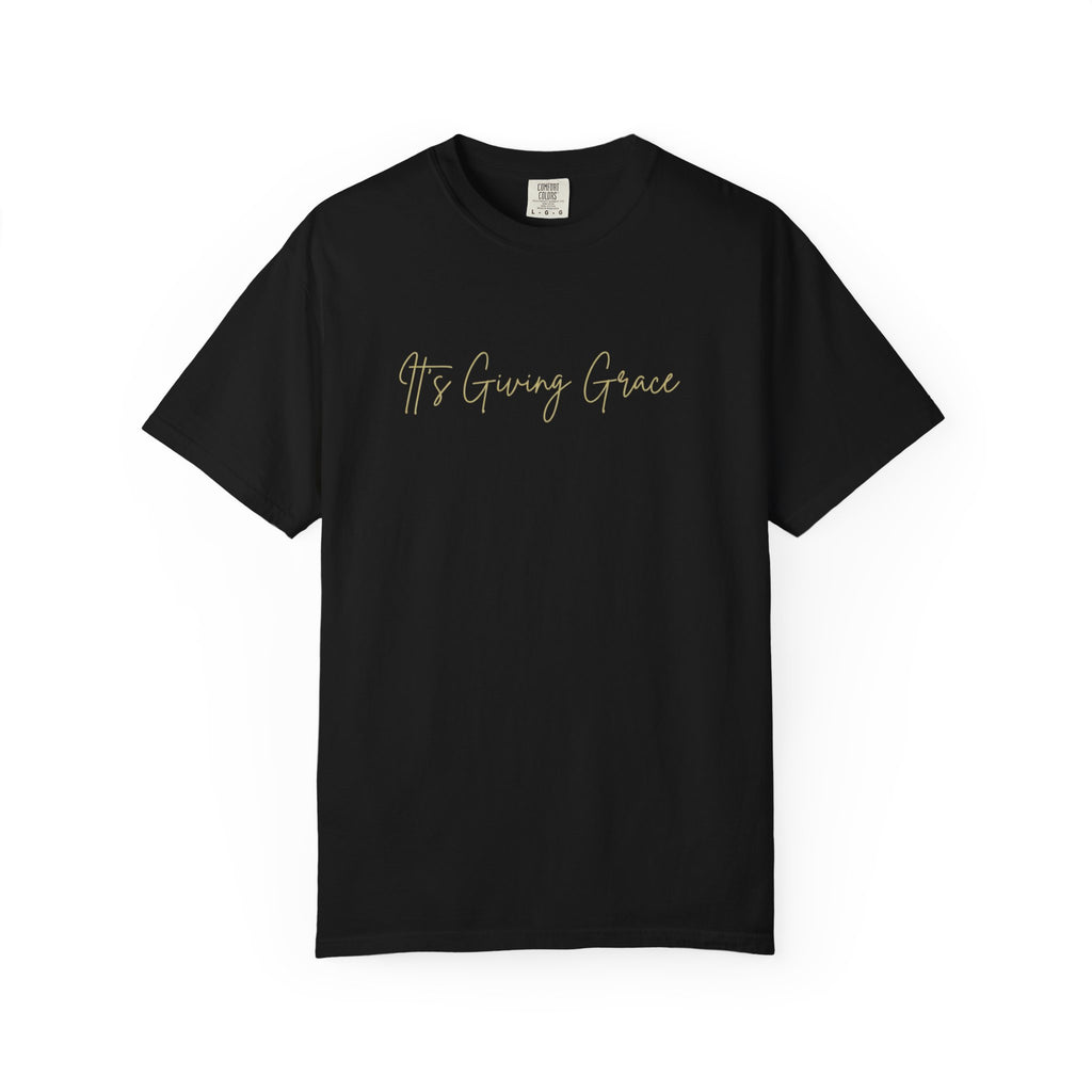 It's Giving Grace Shirt, Handwritten Script Tee, Trendy Christian Apparel, Cream Text T-Shirt, Faith Based Gift for Her