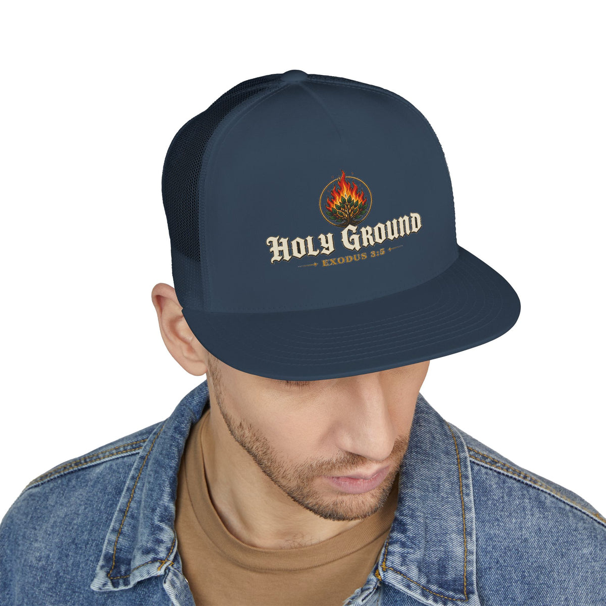 HOLY GROUND Printed Christian 5-Panel Trucker Cap