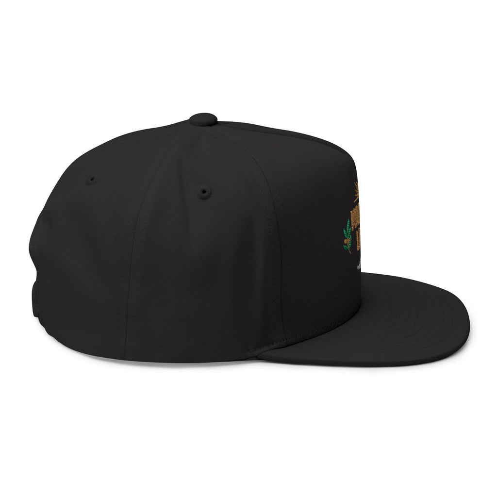 Morning Light embroidered flat bill cap | sun, laurel, wave design