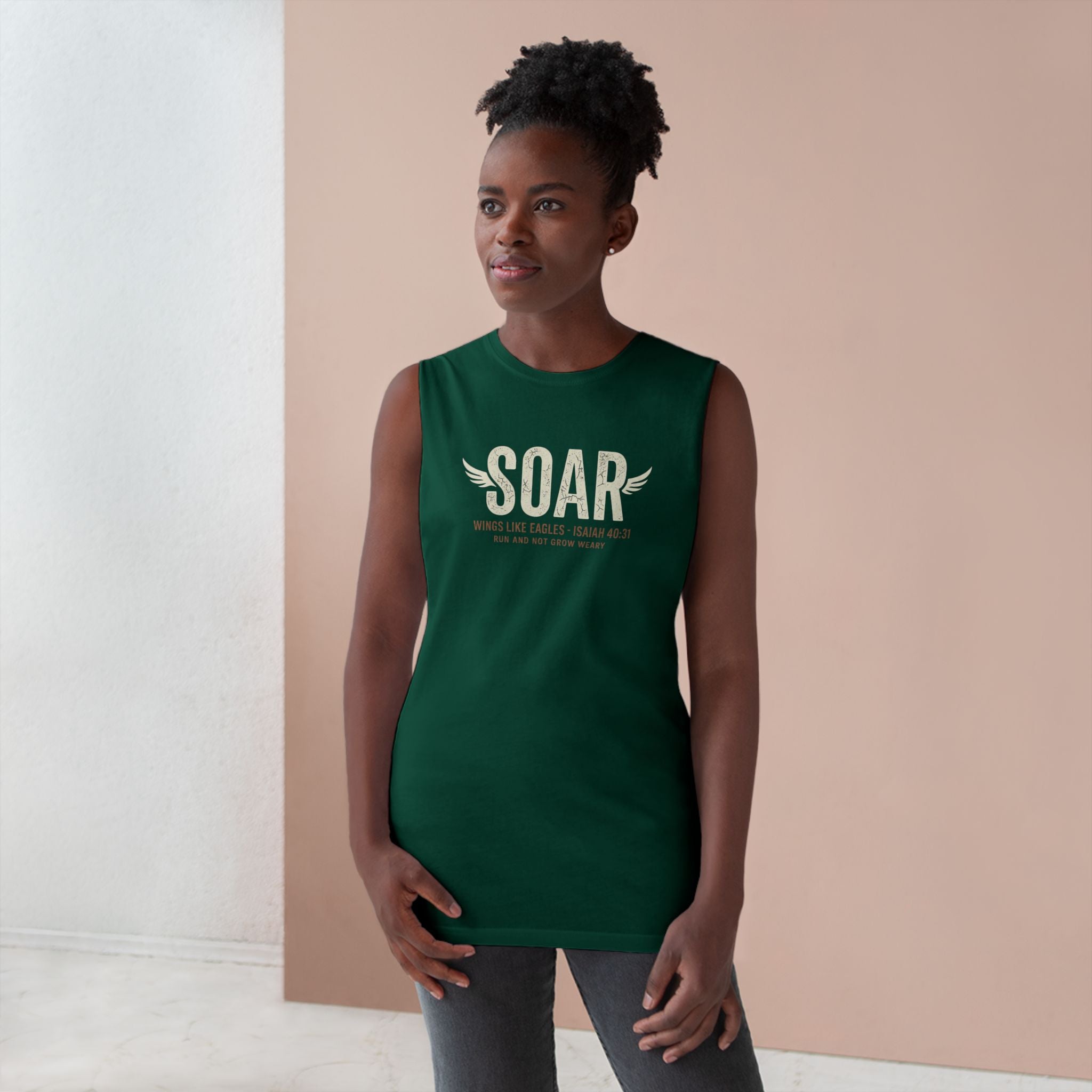 SOAR Isaiah 40:31 Tank Top, Wings Like Eagles Muscle Tank, Christian Workout Shirt, Faith Gym Apparel, Inspirational Unisex Tank
