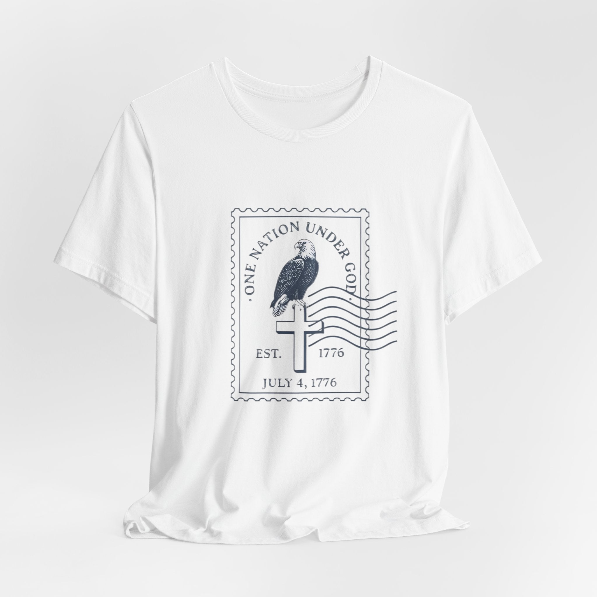 One Nation Under God Shirt, Patriotic Christian T Shirt, July 4 1776 Americana Tee, Stamp Design, Faith and Freedom Gift, America 250