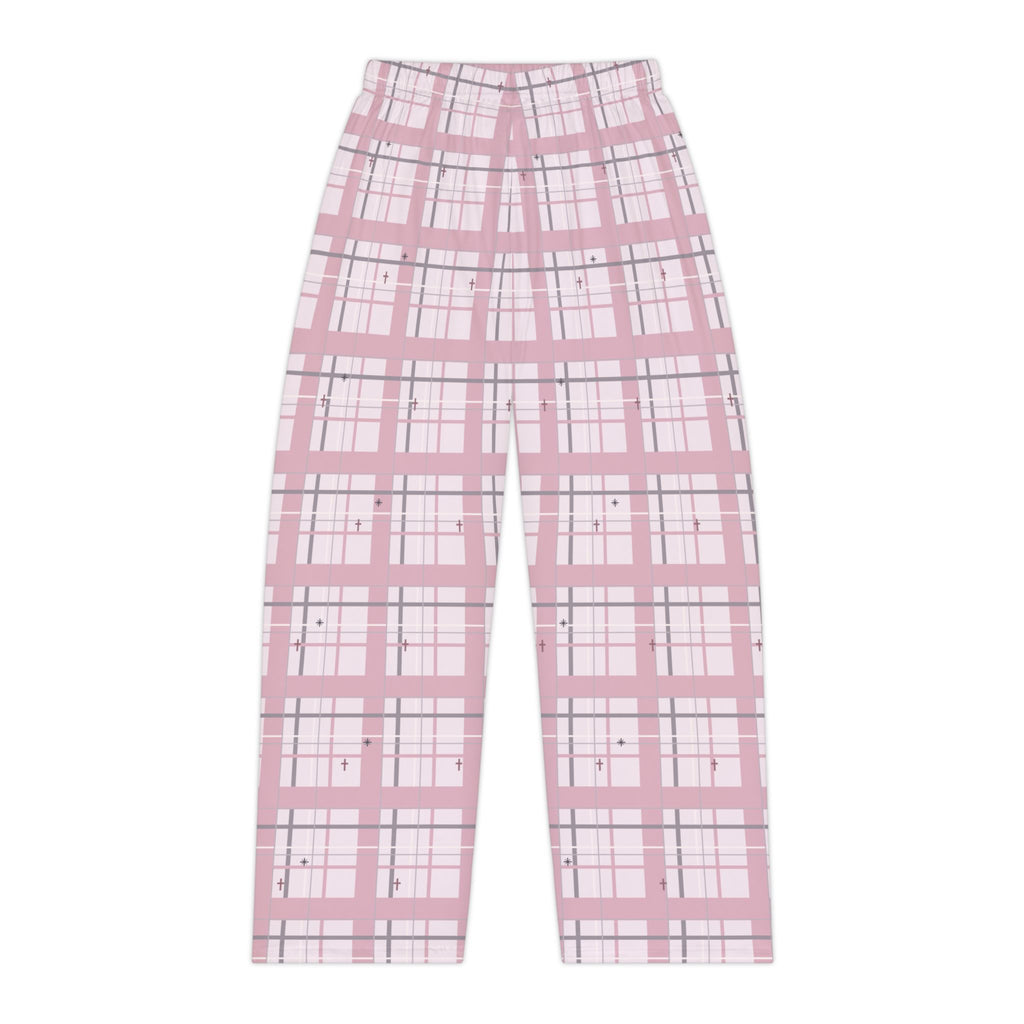 Pink Cross Plaid Christian Pajama Pants