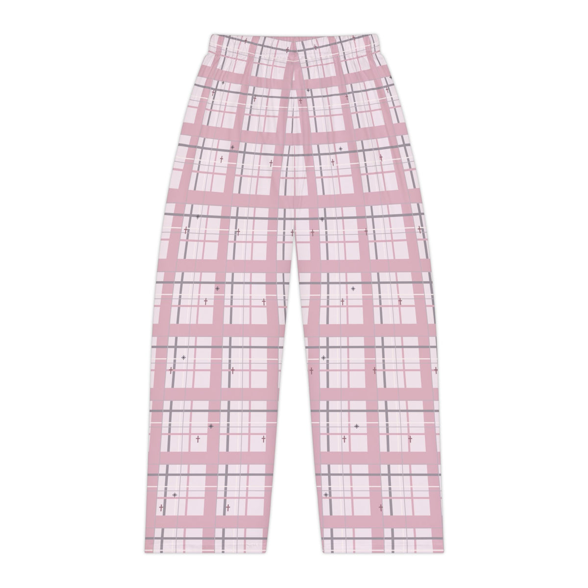 Pink Cross Plaid Christian Pajama Pants