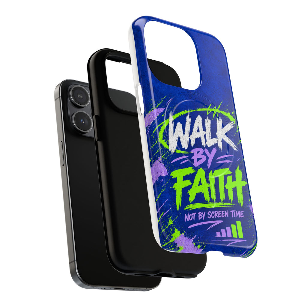 Walk by Faith Not by Screen Time Christian Tough Magnetic Phone Case