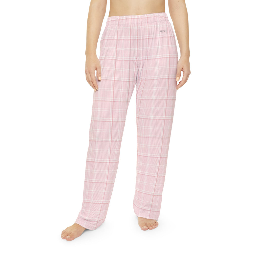 Angel Pajama Pants, Pink Plaid Lounge Pants, Christian Sleepwear, Cozy Womens Pajamas, Faith Gift for Her, Angelcore PJs