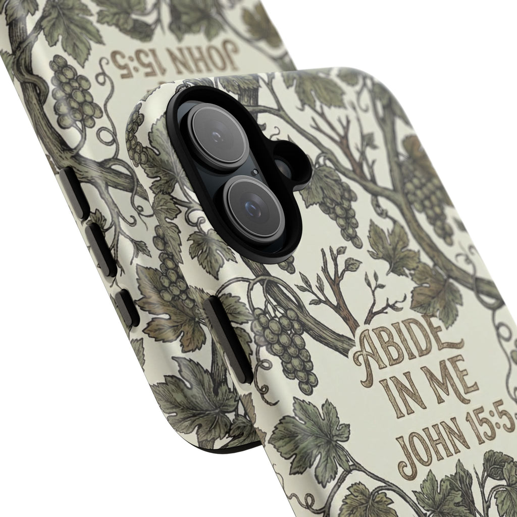 True Vine" Christian Phone Case | John 15 Scripture Art, Earthy Green Botanical Pattern, Nature Faith Gift, Bible Verse Cover