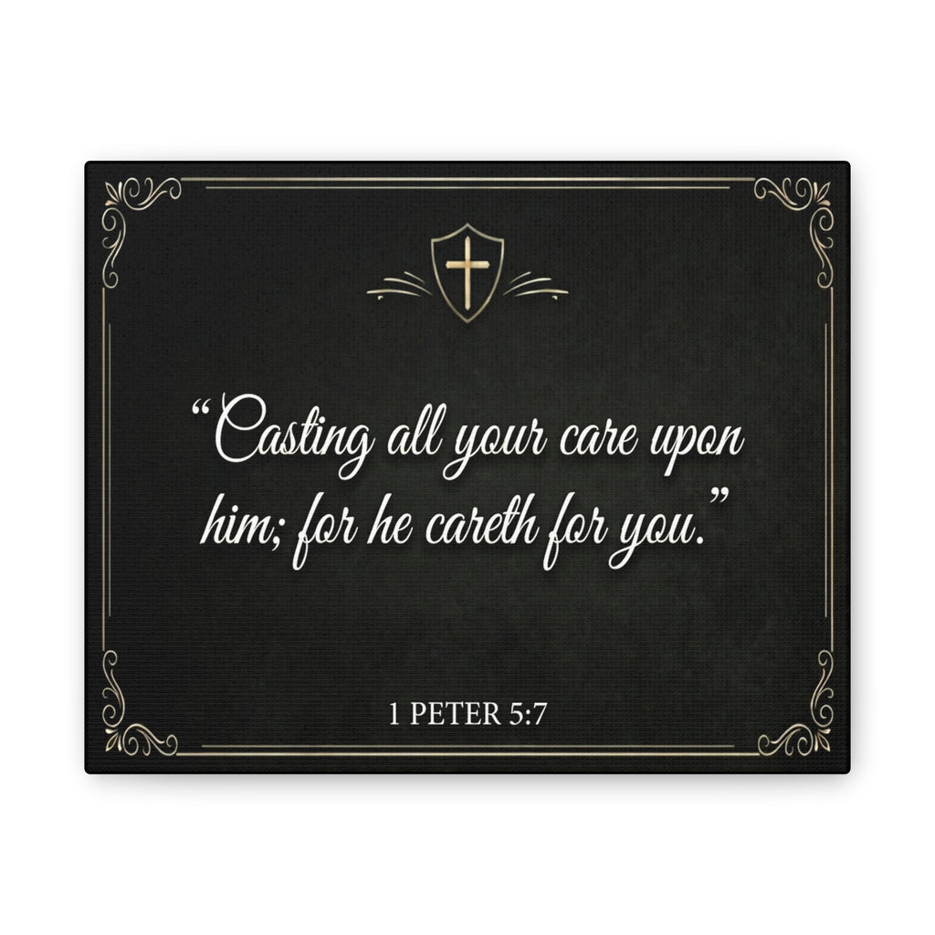 I Peter 5:7 Scripture Quote Canvas | Casting All Your Care Upon Him