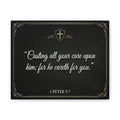 I Peter 5:7 Scripture Quote Canvas | Casting All Your Care Upon Him