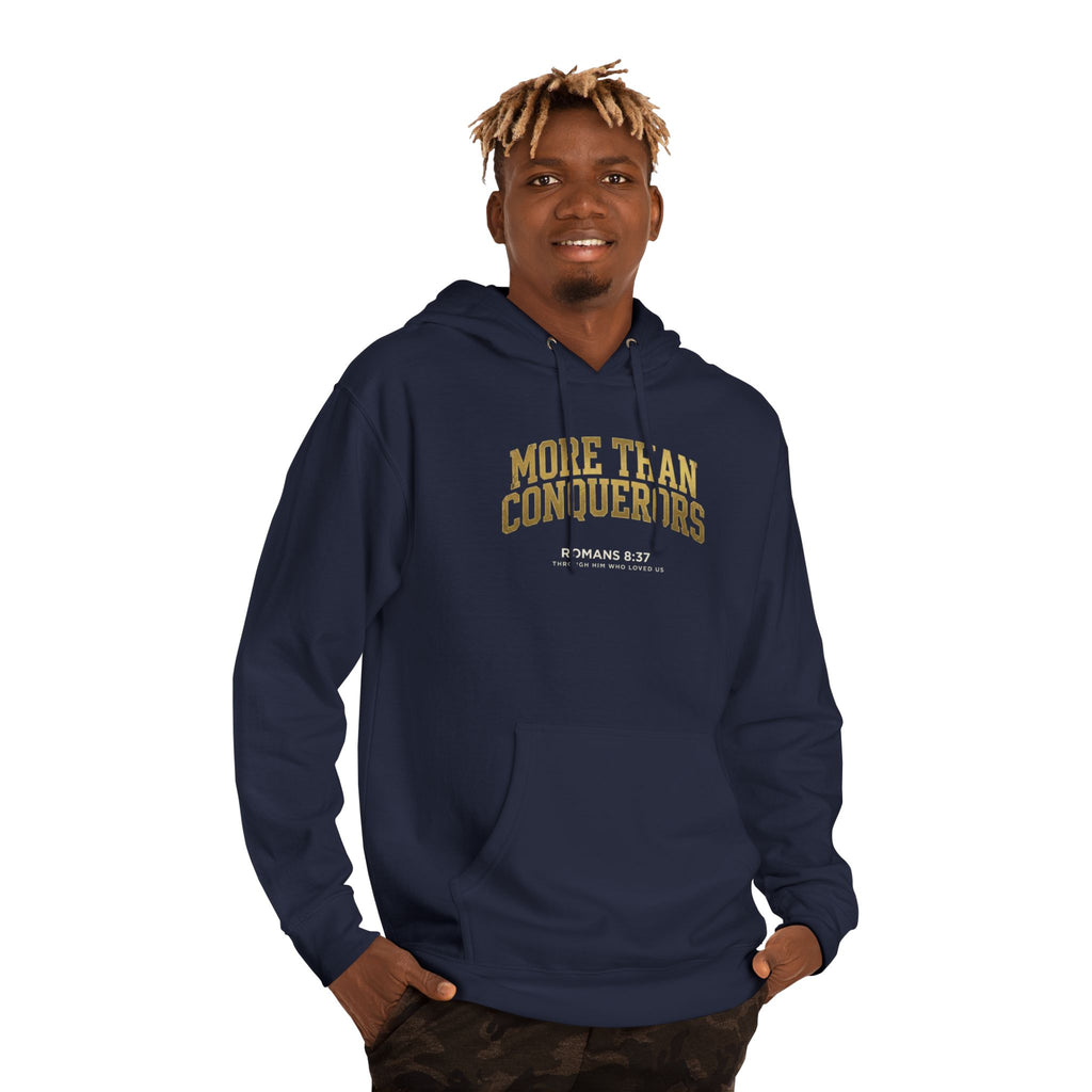 More Than Conquerors Hoodie, Romans 8:37 Scripture Sweatshirt, Christian Faith Hoodie, Unisex Cozy Pullover, Gift for Him Her