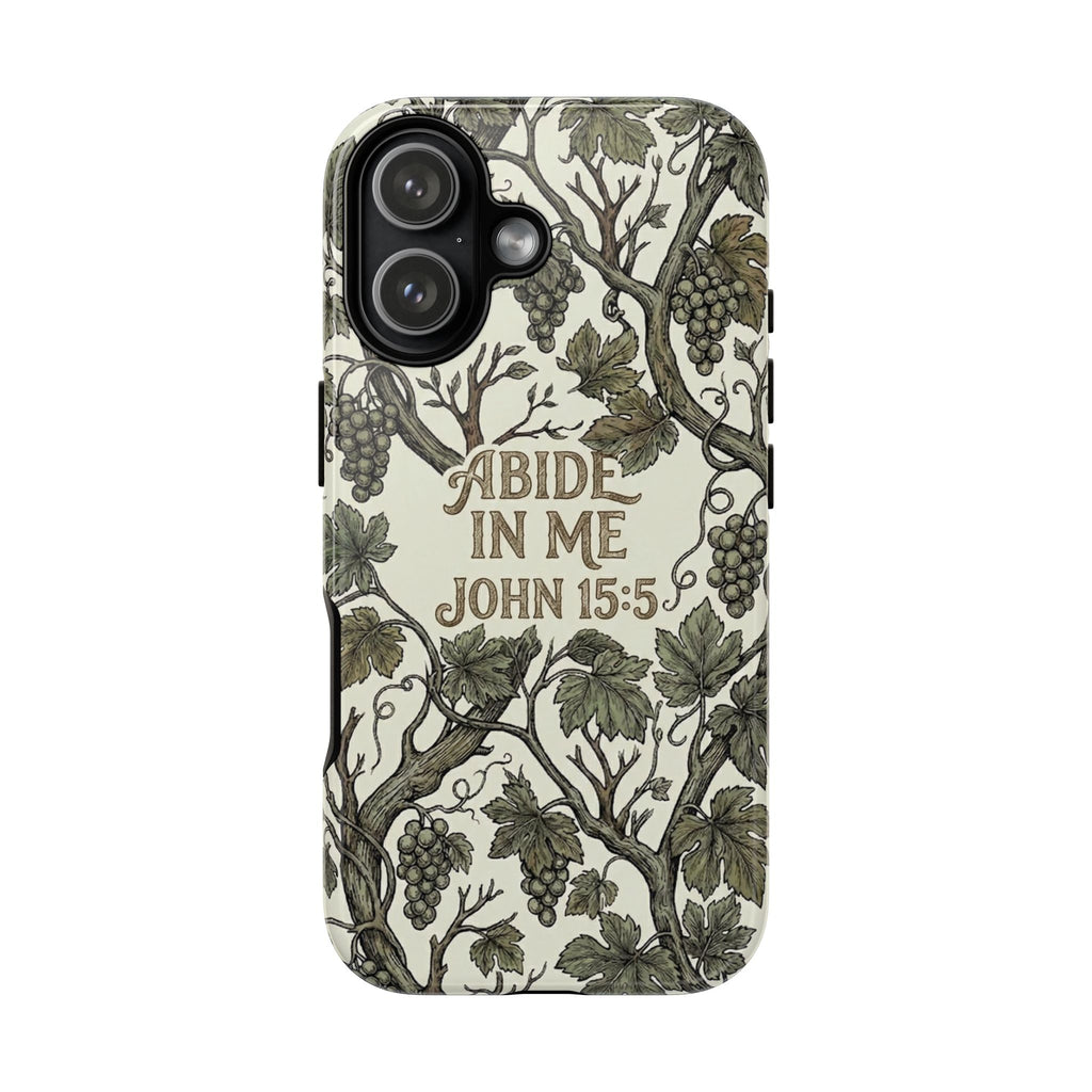 True Vine" Christian Phone Case | John 15 Scripture Art, Earthy Green Botanical Pattern, Nature Faith Gift, Bible Verse Cover