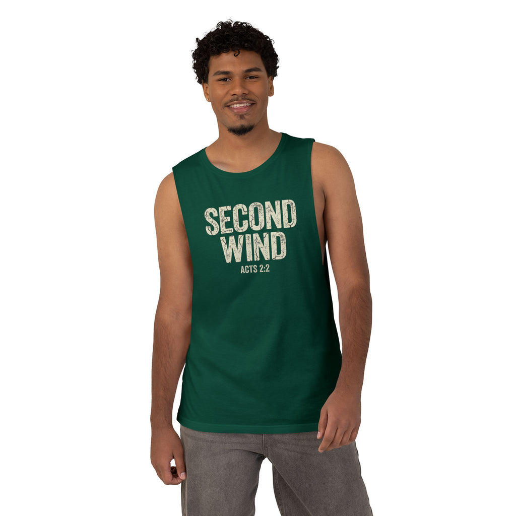 Second Wind Christian Tank Top | Acts 2:2 Bible Verse Shirt | Mens Christian Streetwear | Religious Workout Apparel | Gym Scripture Gift