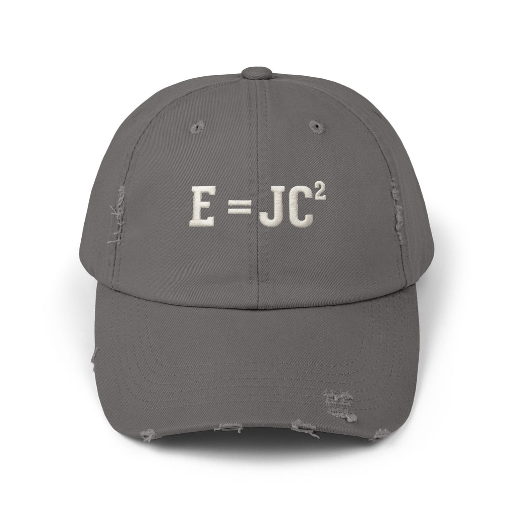 E=JC Cap | Distressed Baseball Hat, Science Equation Embroidered