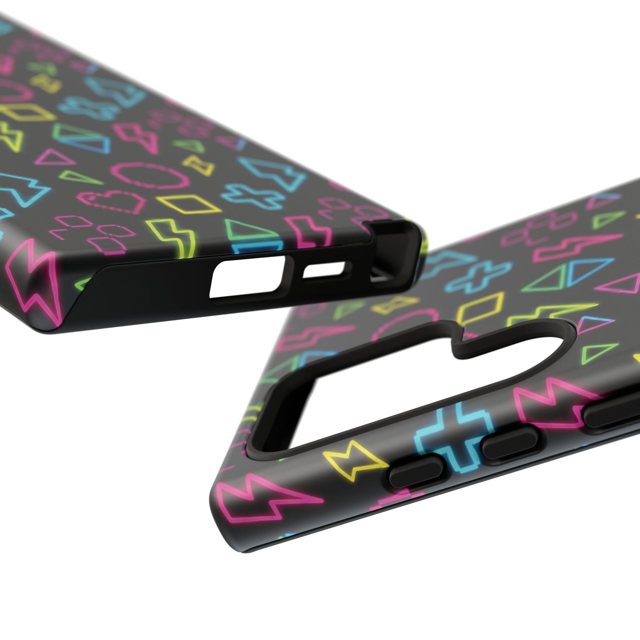Electric Savior" Retro 90s Christian Phone Case | Neon Synthwave Pixel Art, Lightning Cross & Geometric Design, Bold Faith Gift