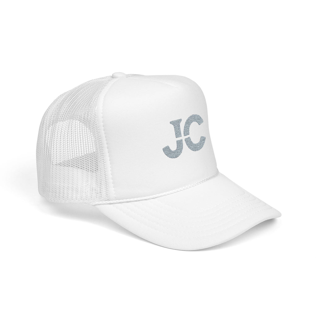 JC Jesus Christ Trucker Hat, Embroidered Faith Hat, White Mesh Snapback, Minimal Christian Hat, Everyday Streetwear Gift