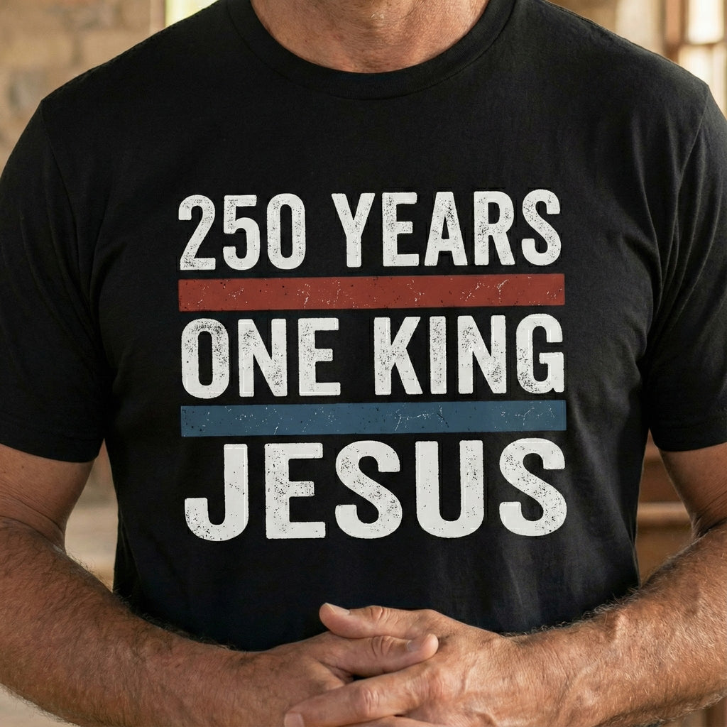 America 250 One King Jesus Shirt, 250 Years Christian T Shirt, Patriotic Faith Tee, Fourth of July Church Shirt, 1776 2026 Gift