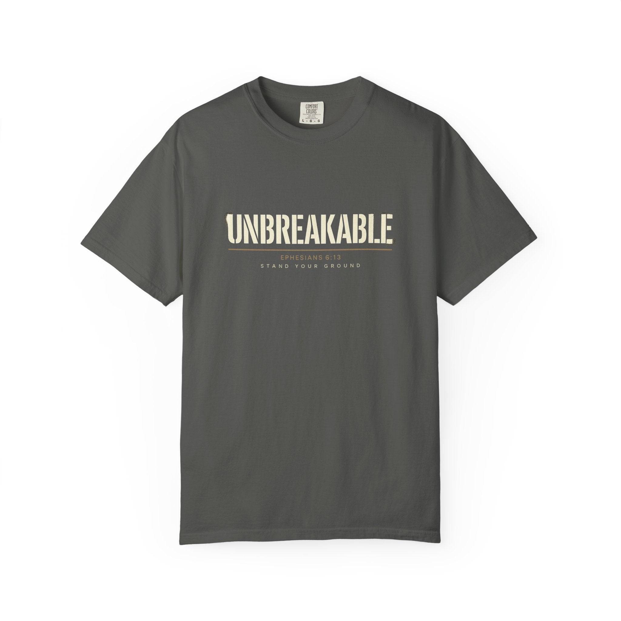 Unbreakable Unisex Shirt, Garment Dyed T Shirt, Vintage Wash Tee, Inspirational Typography, Motivation Gym Shirt, Resilience Gift
