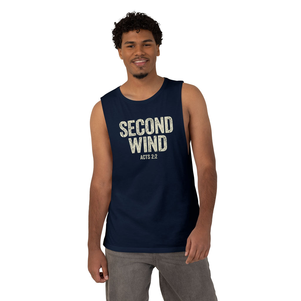 Second Wind Christian Tank Top | Acts 2:2 Bible Verse Shirt | Mens Christian Streetwear | Religious Workout Apparel | Gym Scripture Gift