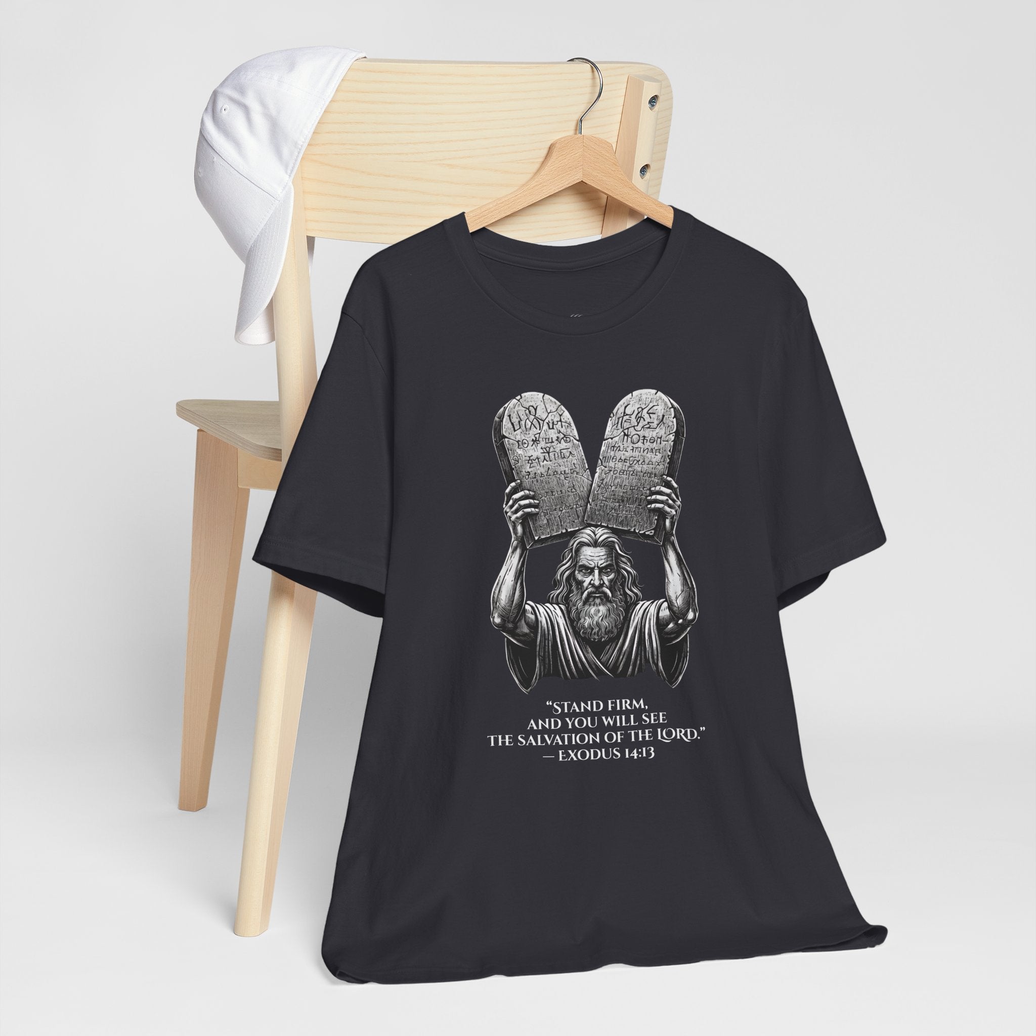 Moses Ten Commandments Shirt, Stand Firm Exodus 14:13 Tee, Christian Streetwear, Biblical Warrior Shirt, Faith Graphic Tee for Men Women