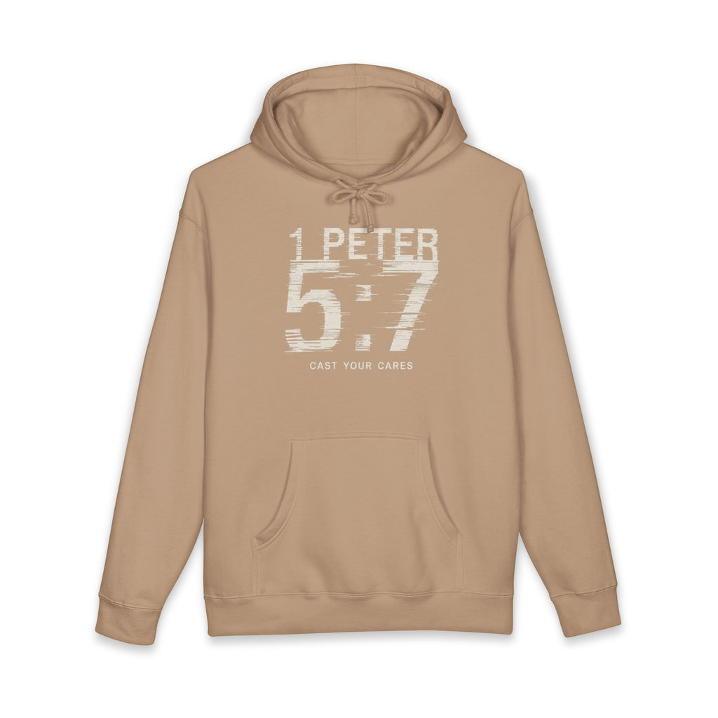 Christian Hoodie | 1 Peter 5:7 Hoodie | Cast Your Cares Sweatshirt | Heavyweight Faith Streetwear Hoodie | Minimalist Christian Gift