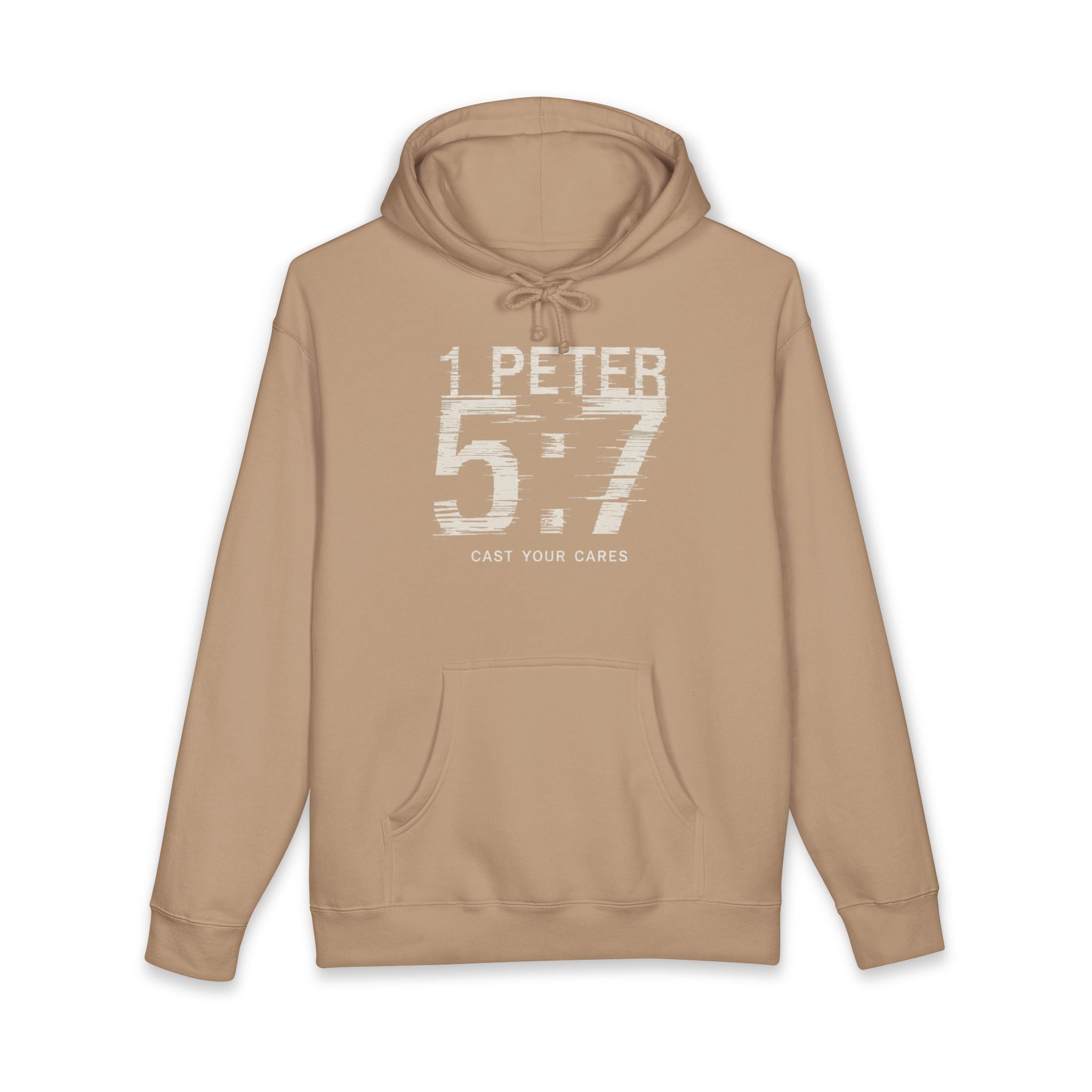 Christian Hoodie | 1 Peter 5:7 Hoodie | Cast Your Cares Sweatshirt | Heavyweight Faith Streetwear Hoodie | Minimalist Christian Gift