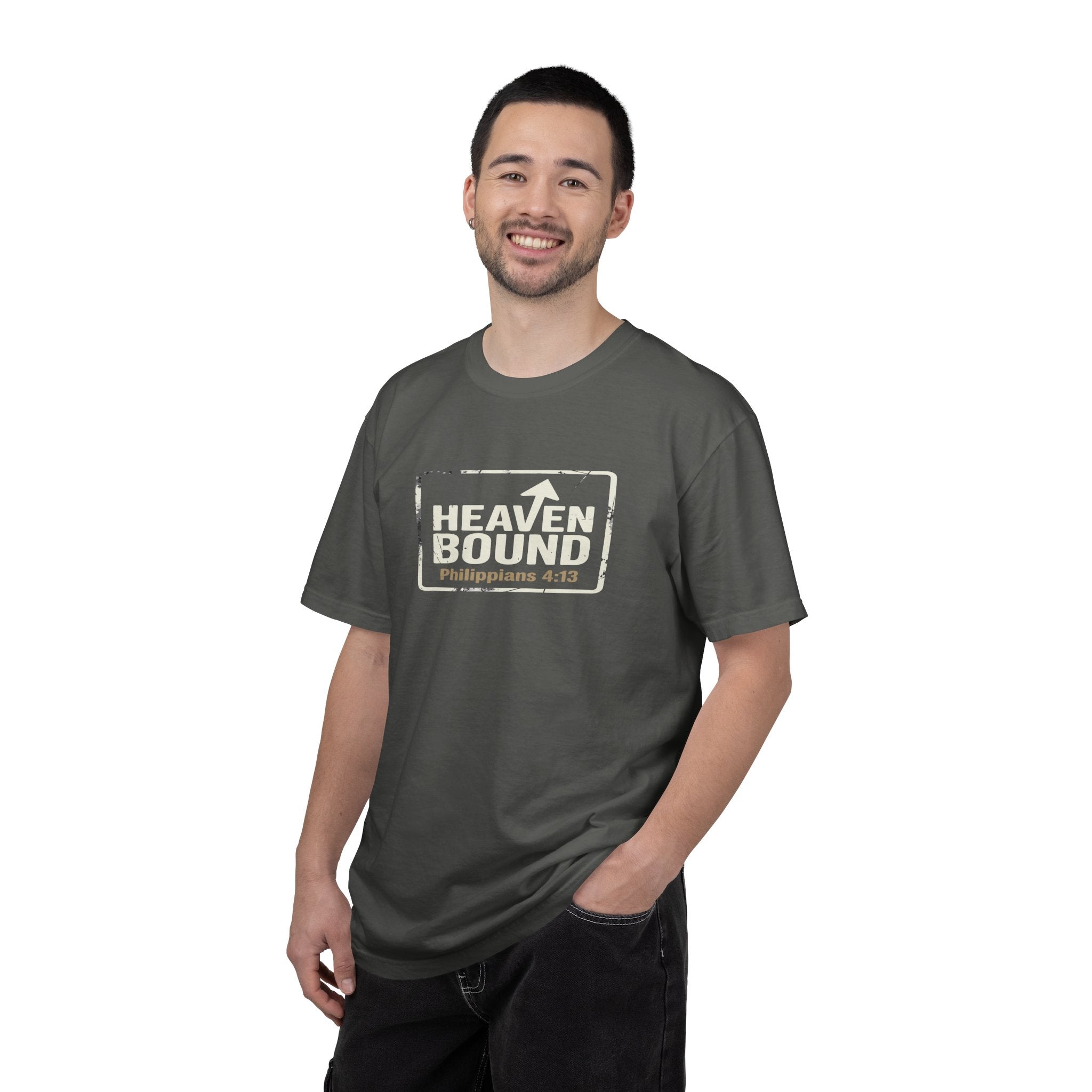 Heaven Bound Shirt, Philippians 4:13 T Shirt, Christian Scripture Tee, Garment Dyed Unisex Faith Shirt, Minimal Christian Gift