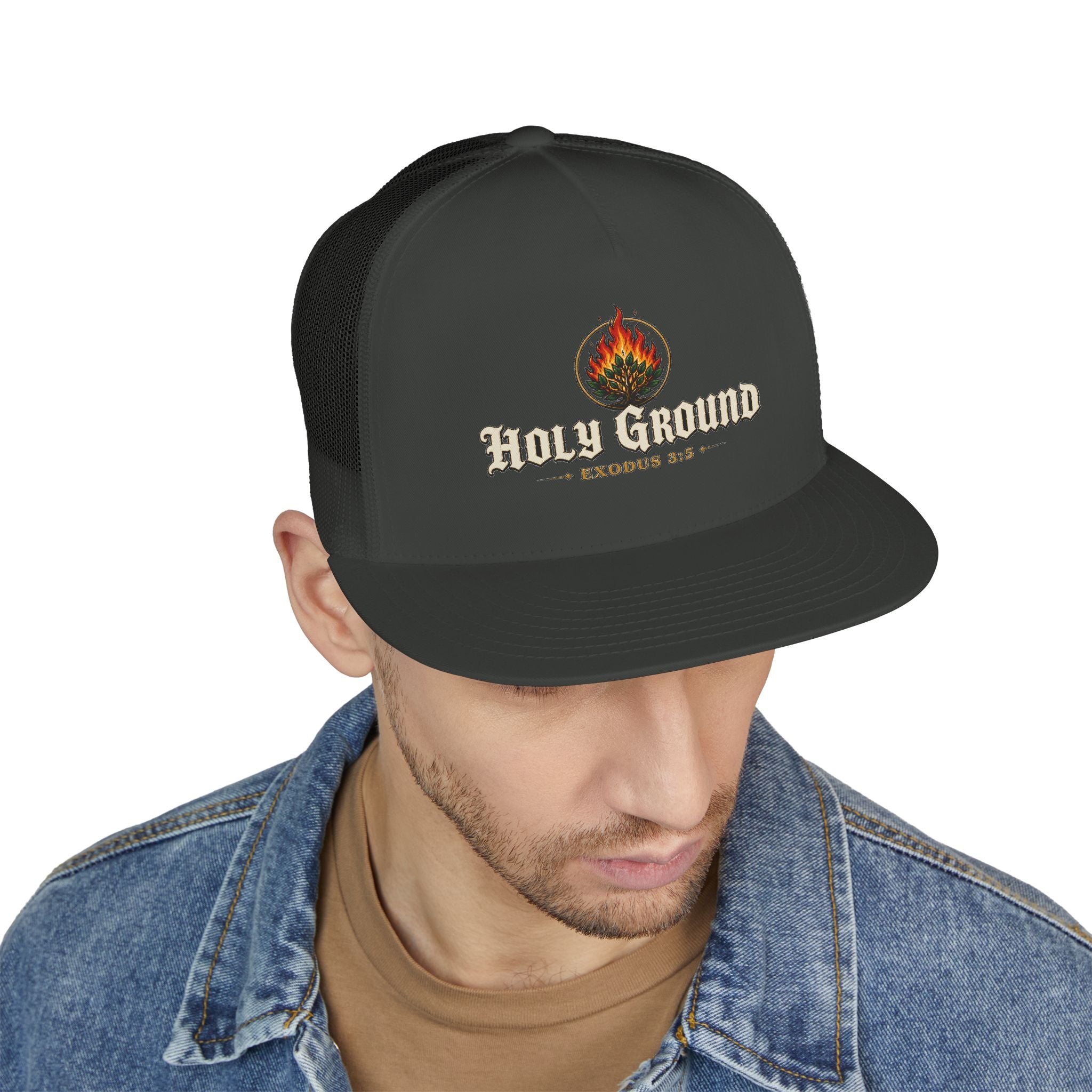HOLY GROUND Printed Christian 5-Panel Trucker Cap