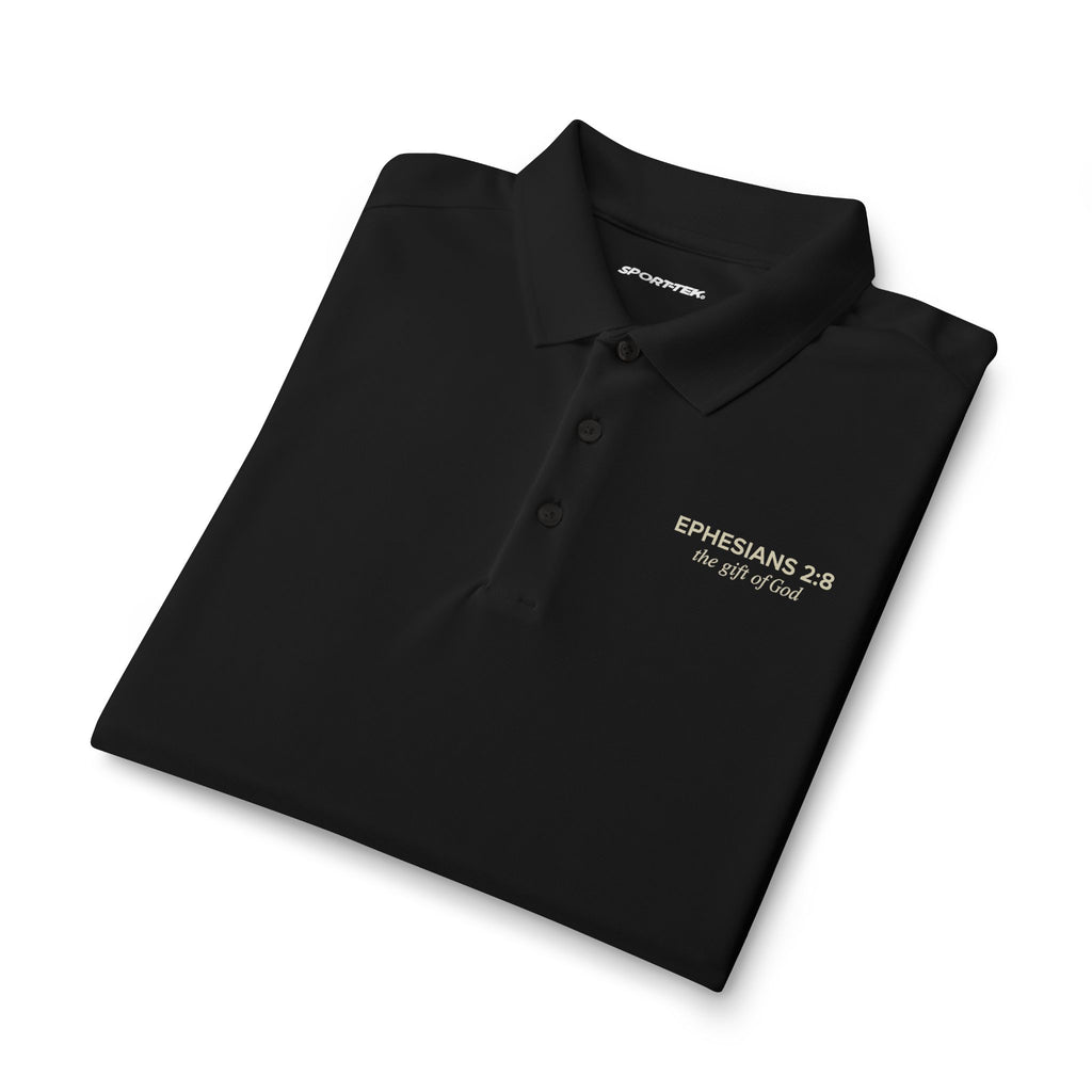 Ephesians 2:8 Script Bible Verse Polo | Embroidered Chest Logo