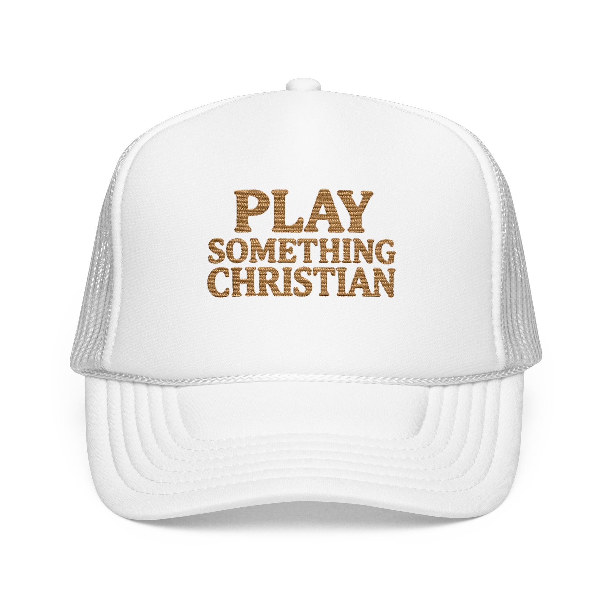 Christian Trucker Hat, Play Something Christian Cap, Foam Mesh Snapback, Worship Music Hat, Church Outfit Gift