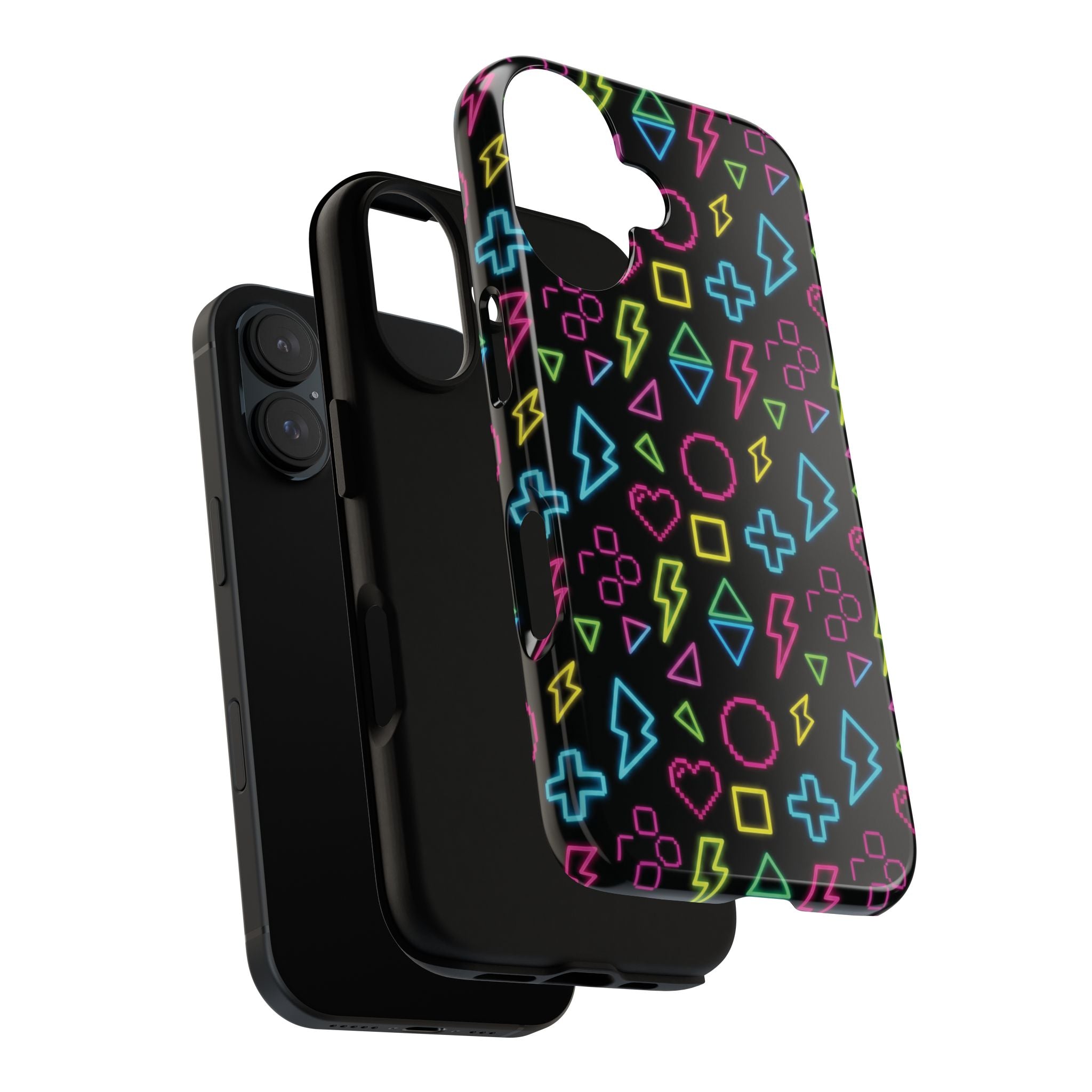 Electric Savior" Retro 90s Christian Phone Case | Neon Synthwave Pixel Art, Lightning Cross & Geometric Design, Bold Faith Gift
