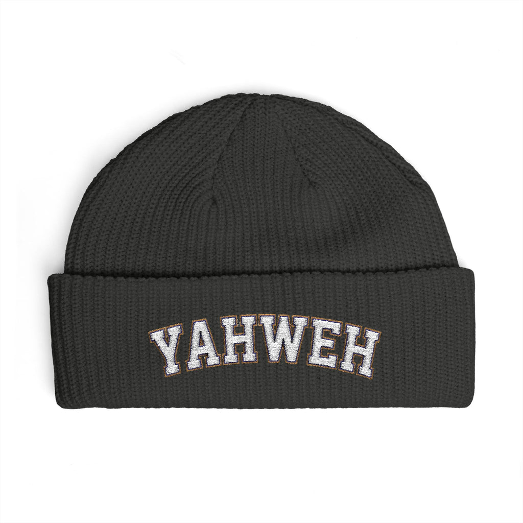 YAHWEH Cuff Beanie | Religious Script Knit Hat
