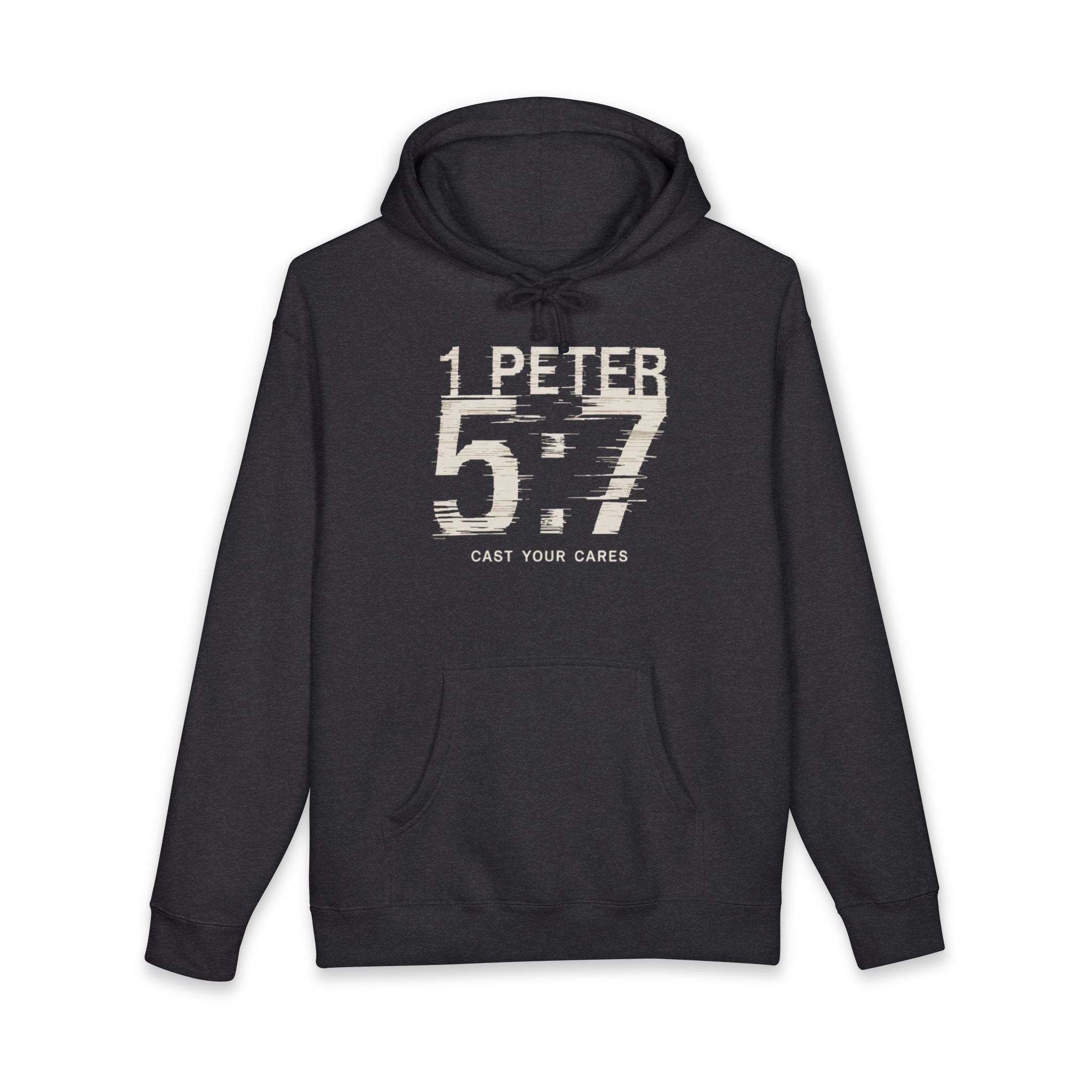 Christian Hoodie | 1 Peter 5:7 Hoodie | Cast Your Cares Sweatshirt | Heavyweight Faith Streetwear Hoodie | Minimalist Christian Gift