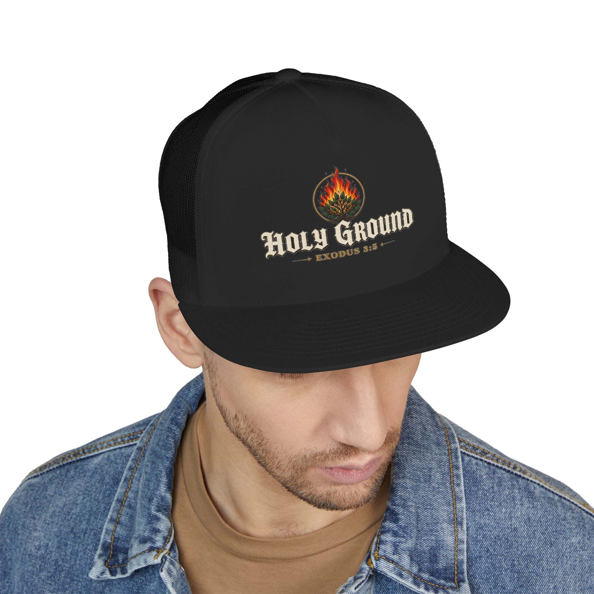 HOLY GROUND Printed Christian 5-Panel Trucker Cap