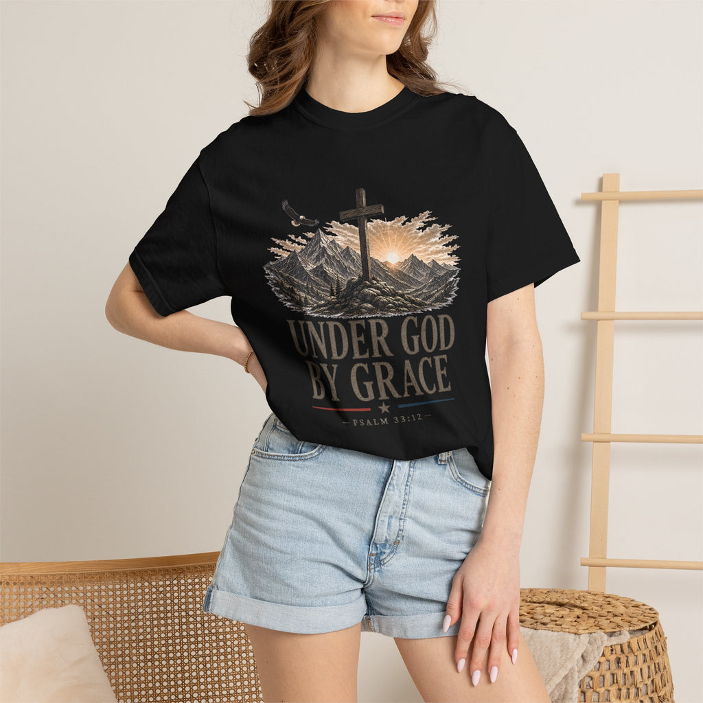 Under God By Grace Shirt, Christian Patriotic Tee, Psalm 33 12 Faith Shirt