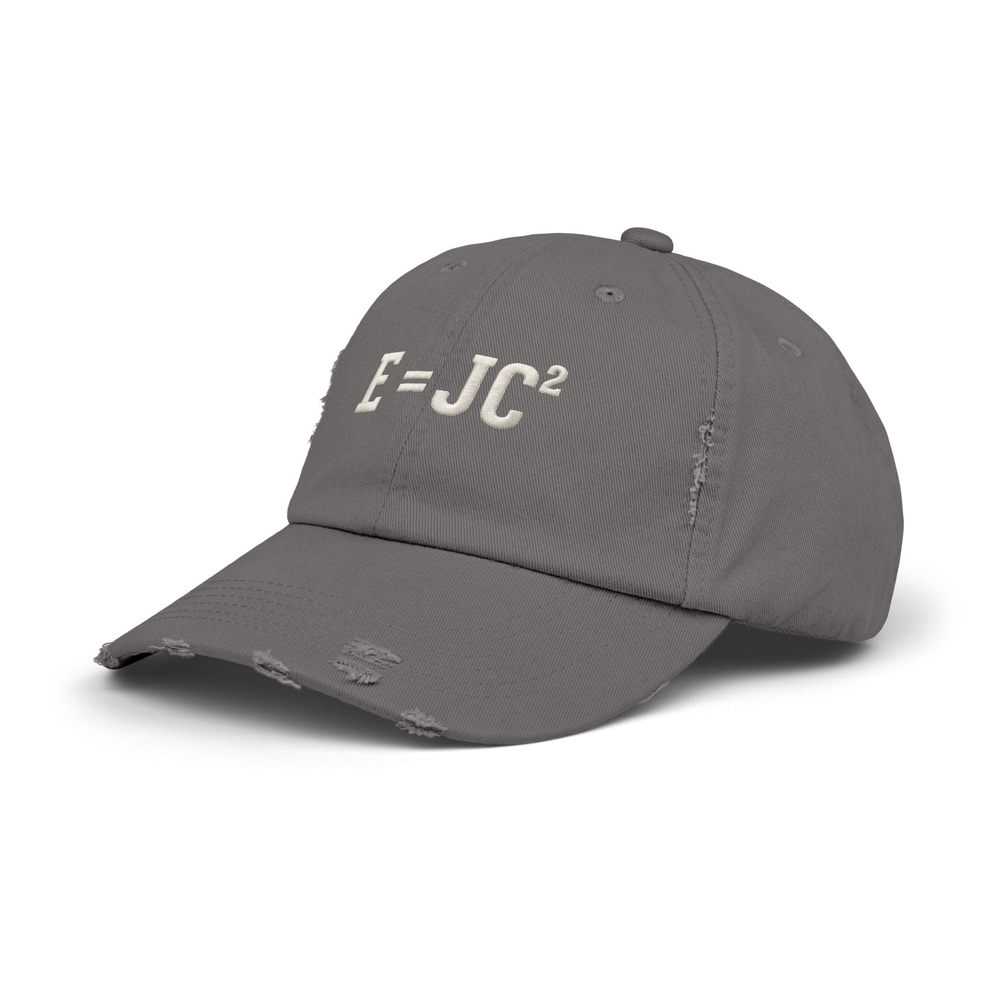 E=JC Cap | Distressed Baseball Hat, Science Equation Embroidered