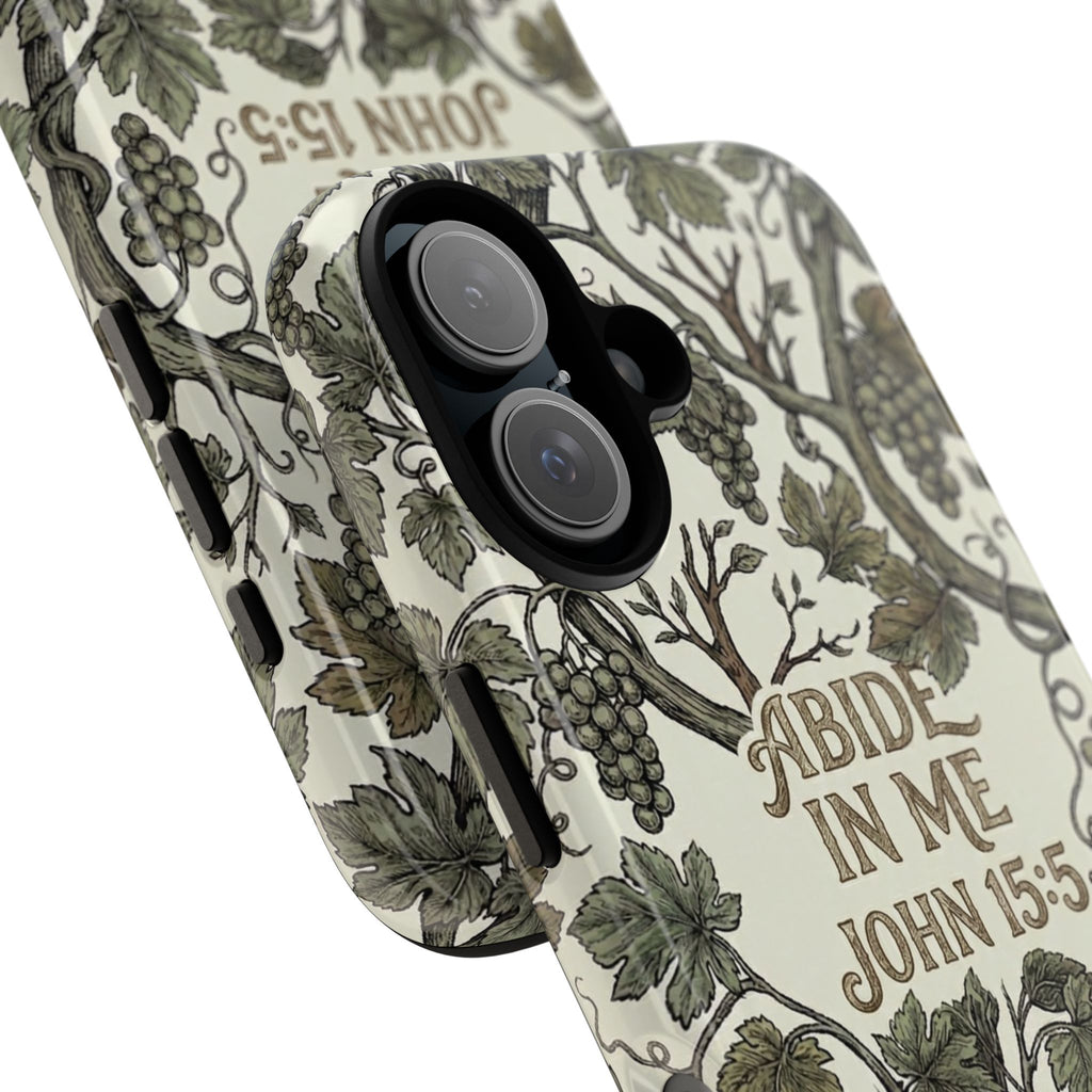True Vine" Christian Phone Case | John 15 Scripture Art, Earthy Green Botanical Pattern, Nature Faith Gift, Bible Verse Cover